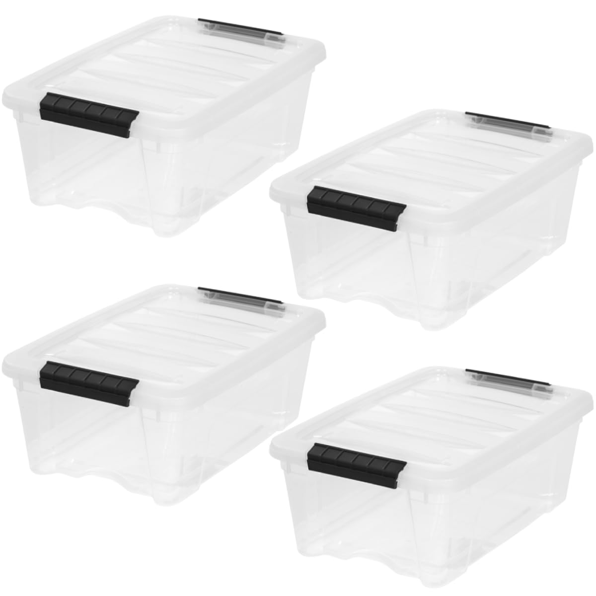 IRIS USA 54 Qt Stackable Plastic Storage Bins with Lids, 6 Pack - BPA-Free, Made in USA - See-Through Organizing Solution, Latches, Durable Nestable Containers, Secure Pull Handle - Clear