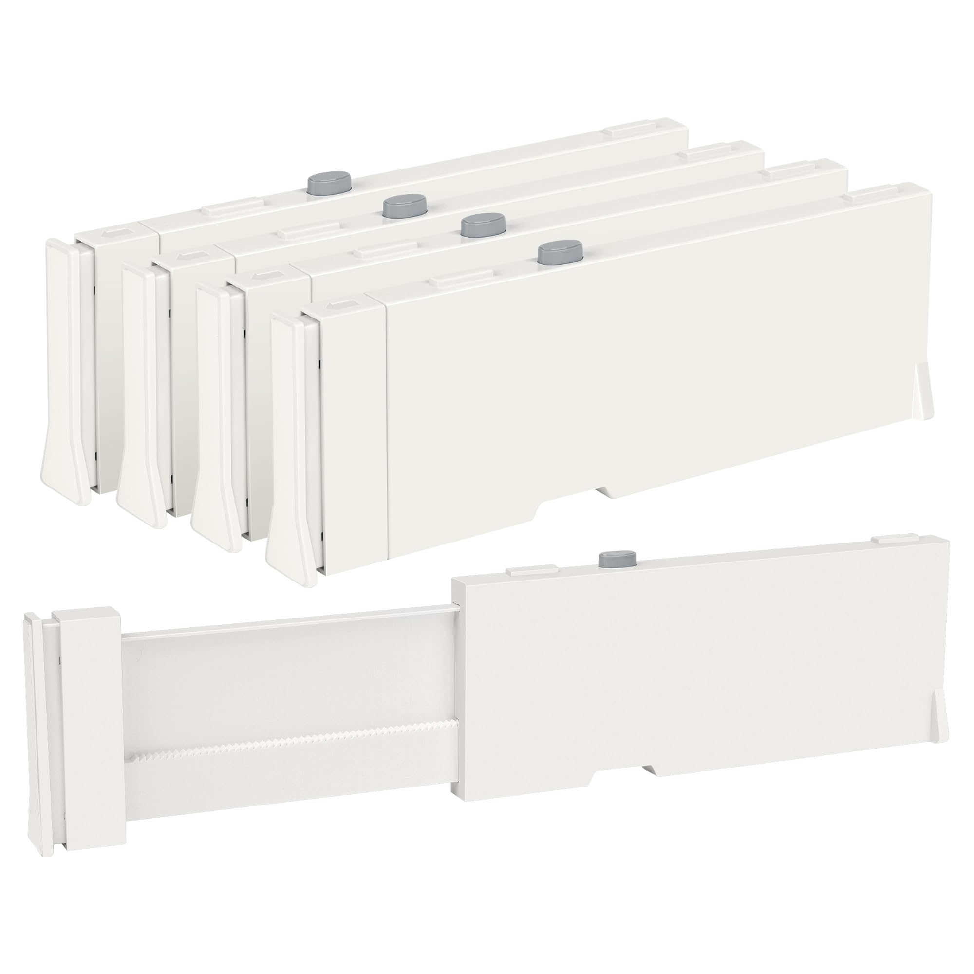 Vtopmart Drawer Dividers for Clothes 8 Pack, Adjustable 4" High Expandable from 11.3"-17" Dresser Drawer Organizer, Plastic Drawers Separators for Dresser, Baby Clothes, Kitchen and Office Storage