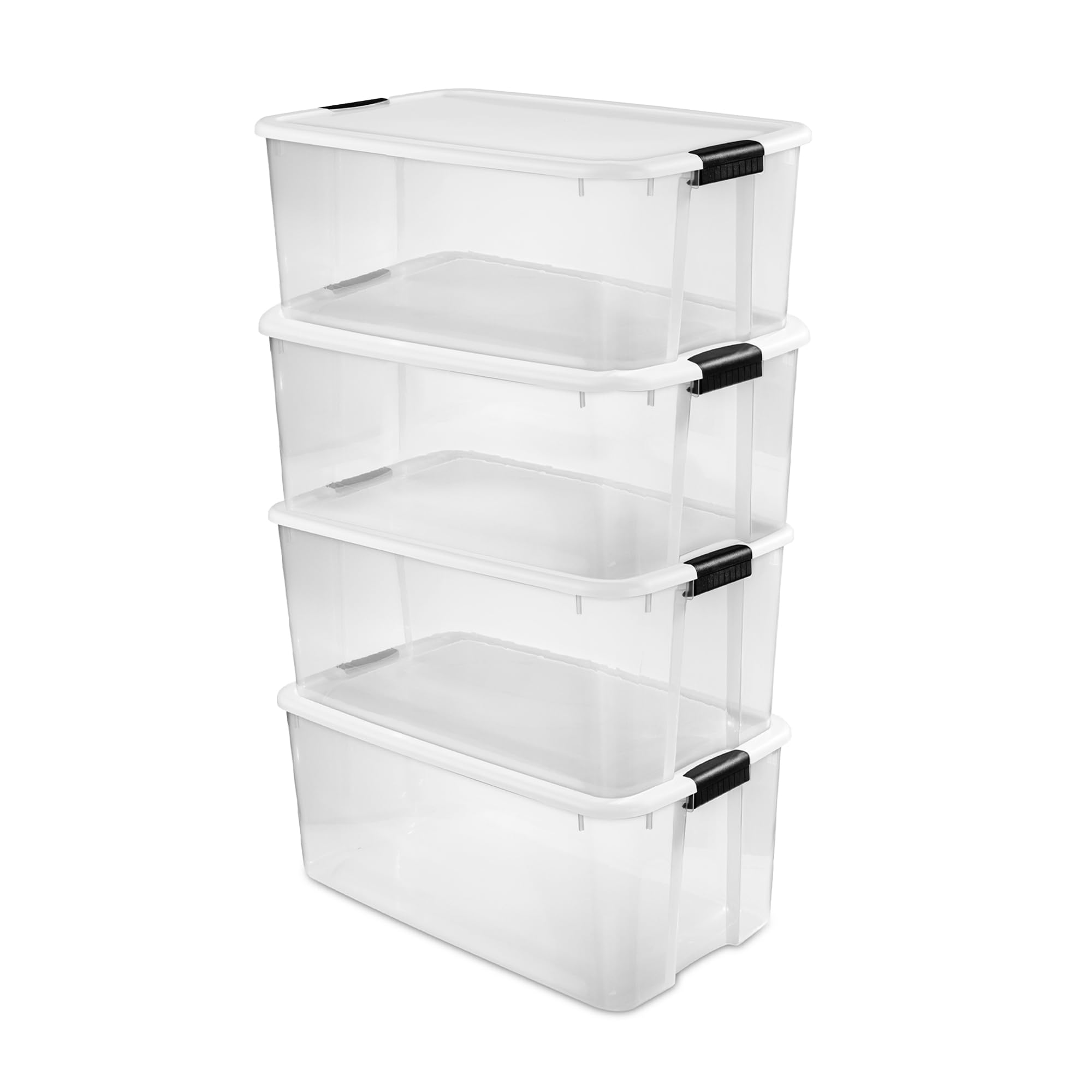 Sterilite 6-Pack Ultra Latching Box, Storage Bins with Lids, Clear Plastic, 18 Quart - Heavy-Duty Organizing Containers for Closet, Bathroom, and Office