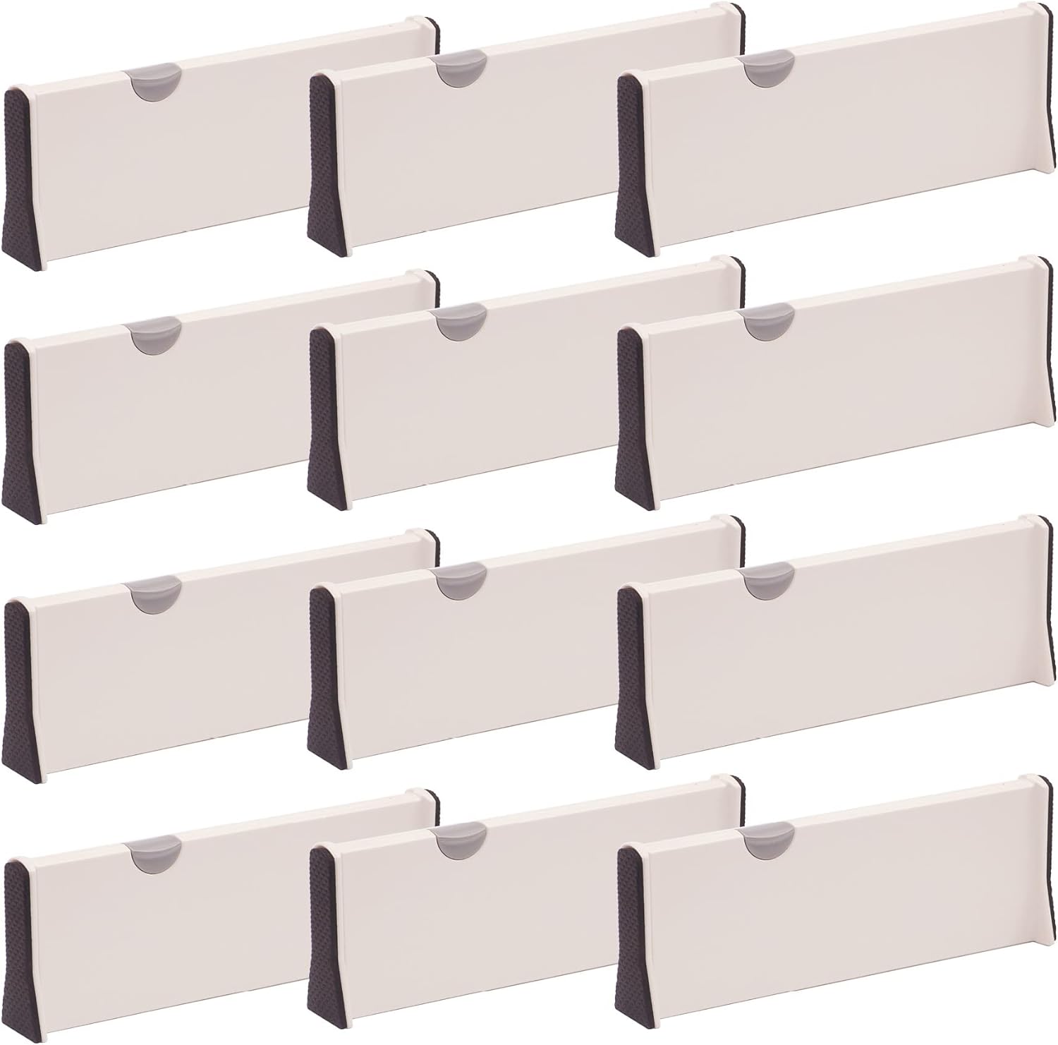 DIOMMELL 12 Pack Adjustable Dresser Drawer Dividers Organizers, Plastic Expandable Drawer Organization Separators for Kitchen, Bedroom, Closet, Bathroom and Office Drawers White 12PCS-Large