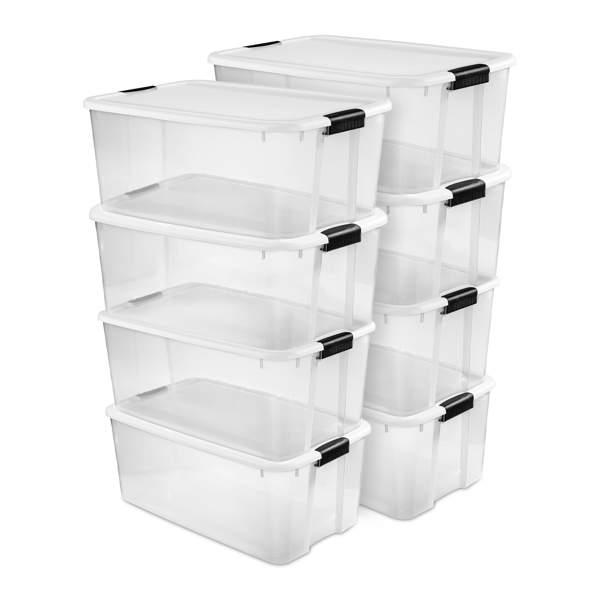 Sterilite 6-Pack Ultra Latching Box, Storage Bins with Lids, Clear Plastic, 18 Quart - Heavy-Duty Organizing Containers for Closet, Bathroom, and Office