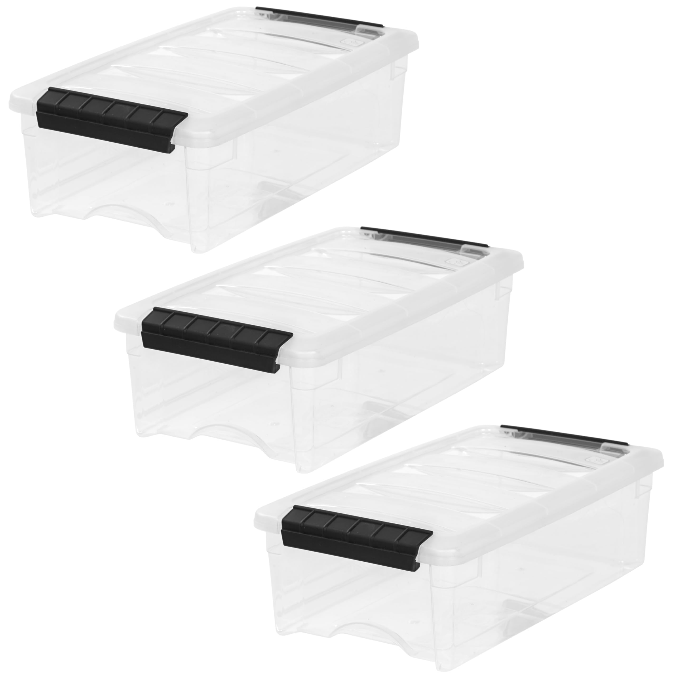 IRIS USA 54 Qt Stackable Plastic Storage Bins with Lids, 6 Pack - BPA-Free, Made in USA - See-Through Organizing Solution, Latches, Durable Nestable Containers, Secure Pull Handle - Clear