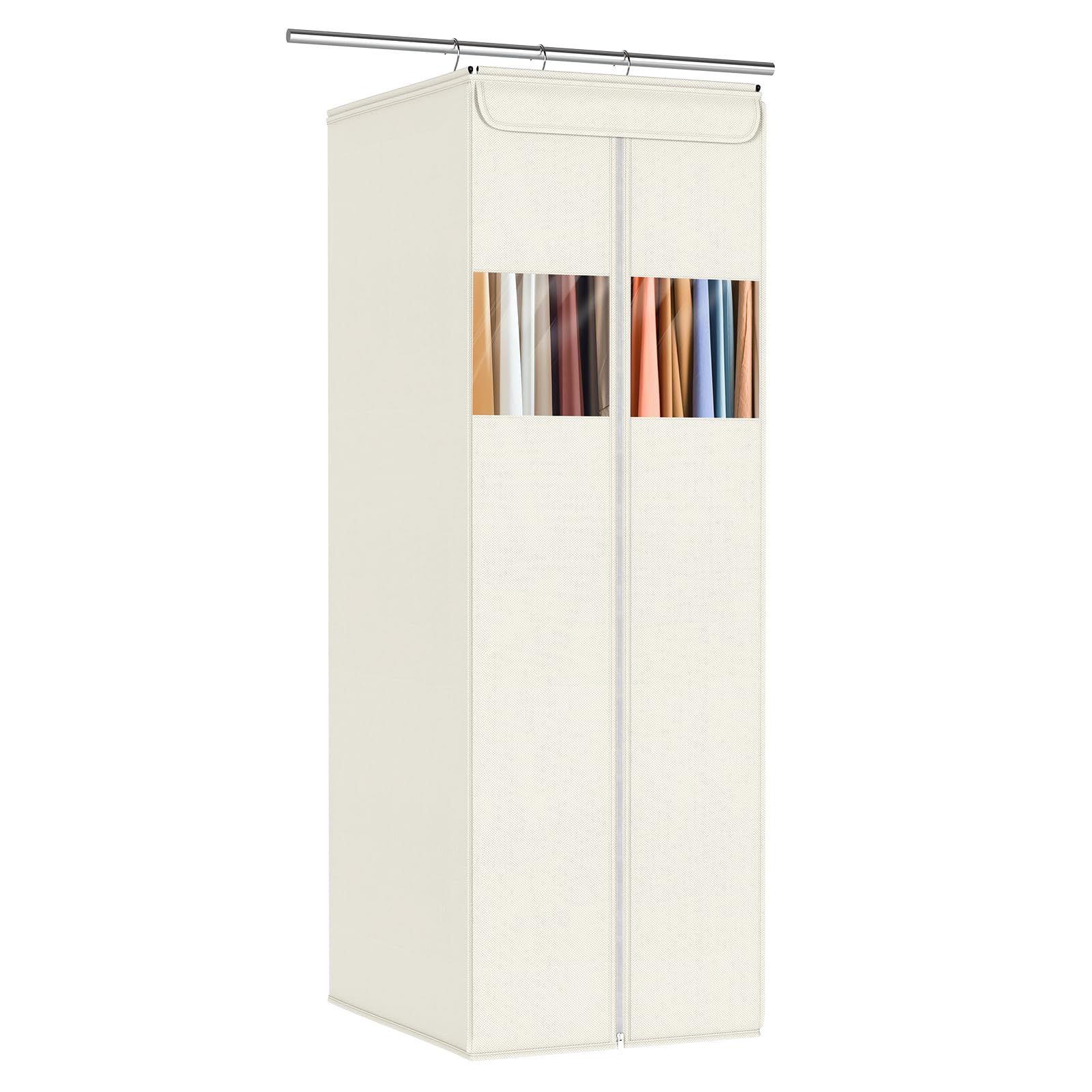 Zilink Clear Garment Bags for Hanging Clothes 54" Large Hanging Garment Bag for Closet Storage with Clear Window Space Saving Garment Storage Bags for Suits, Coats, Dresses, 2-Pack