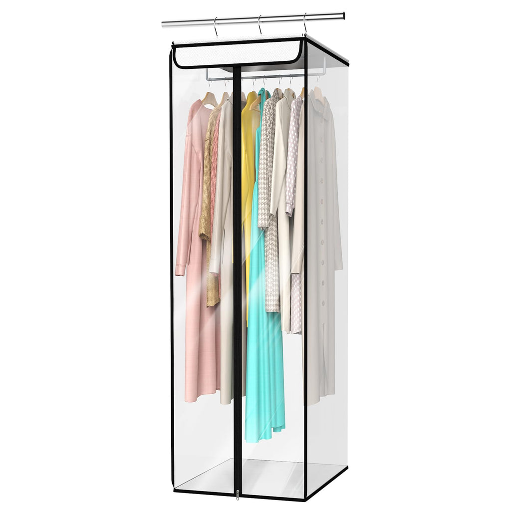 Univivi Garment Bags for Hanging Clothes, 2 Pack Large Clothes Storage Bags Closet Organizer with Clear Window, Premium Hanging Garment Storage Bag for Suits, Coats, Dresses, 54" (Dark Grey)