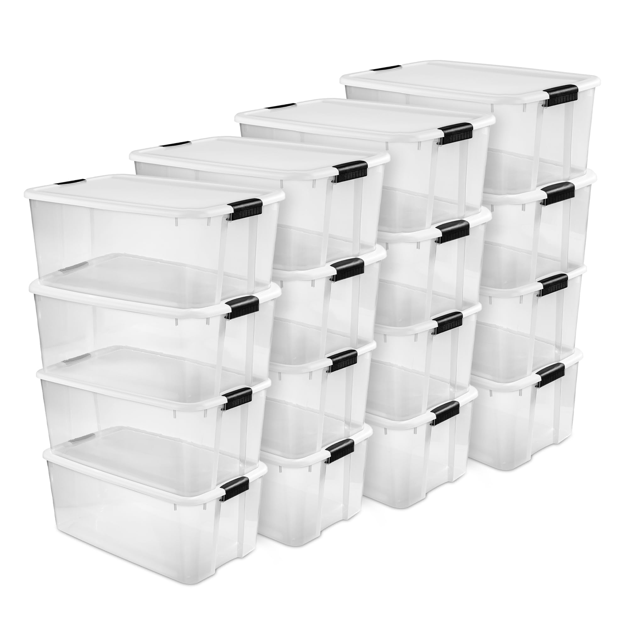 Sterilite 6-Pack Ultra Latching Box, Storage Bins with Lids, Clear Plastic, 18 Quart - Heavy-Duty Organizing Containers for Closet, Bathroom, and Office