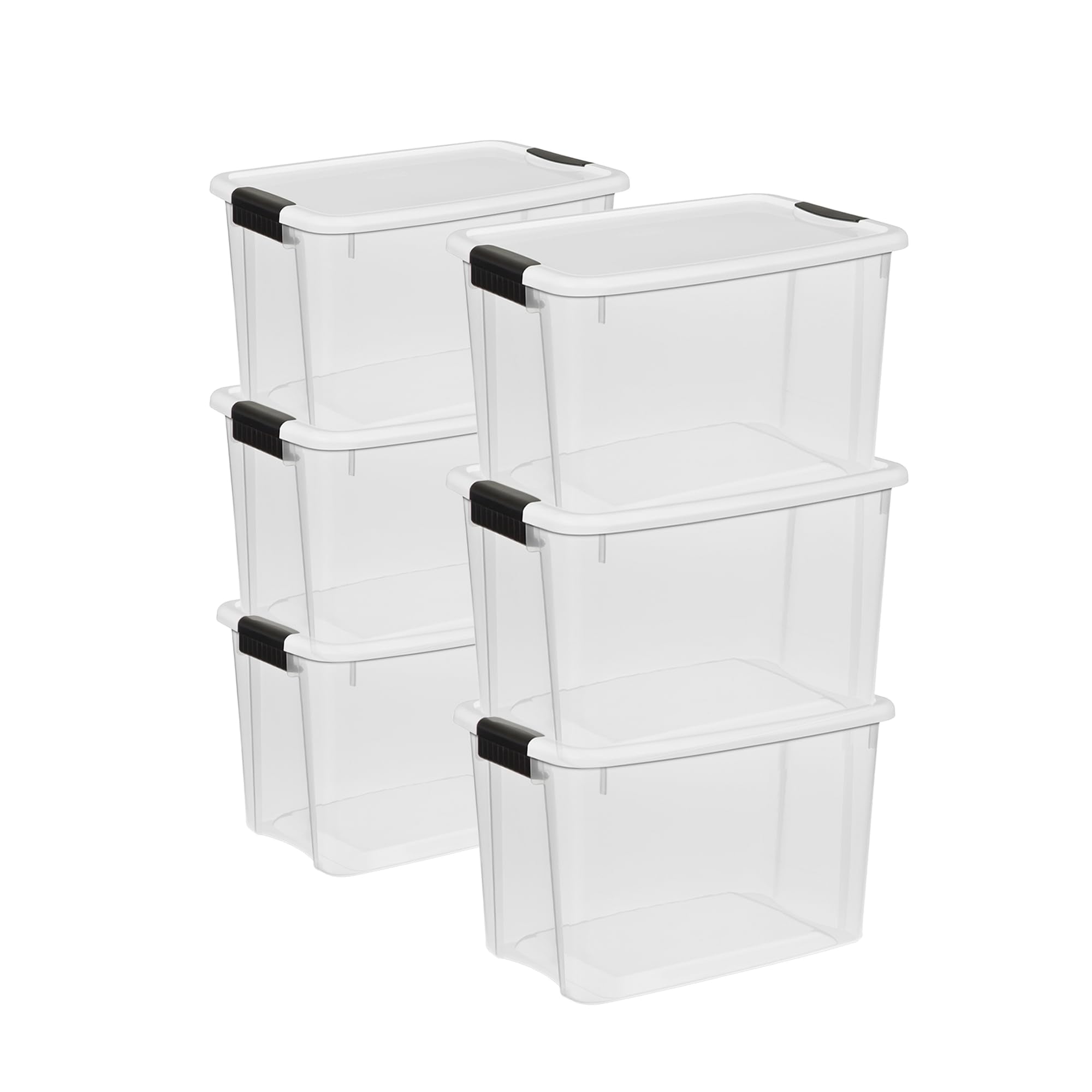 Sterilite 6-Pack Ultra Latching Box, Storage Bins with Lids, Clear Plastic, 18 Quart - Heavy-Duty Organizing Containers for Closet, Bathroom, and Office
