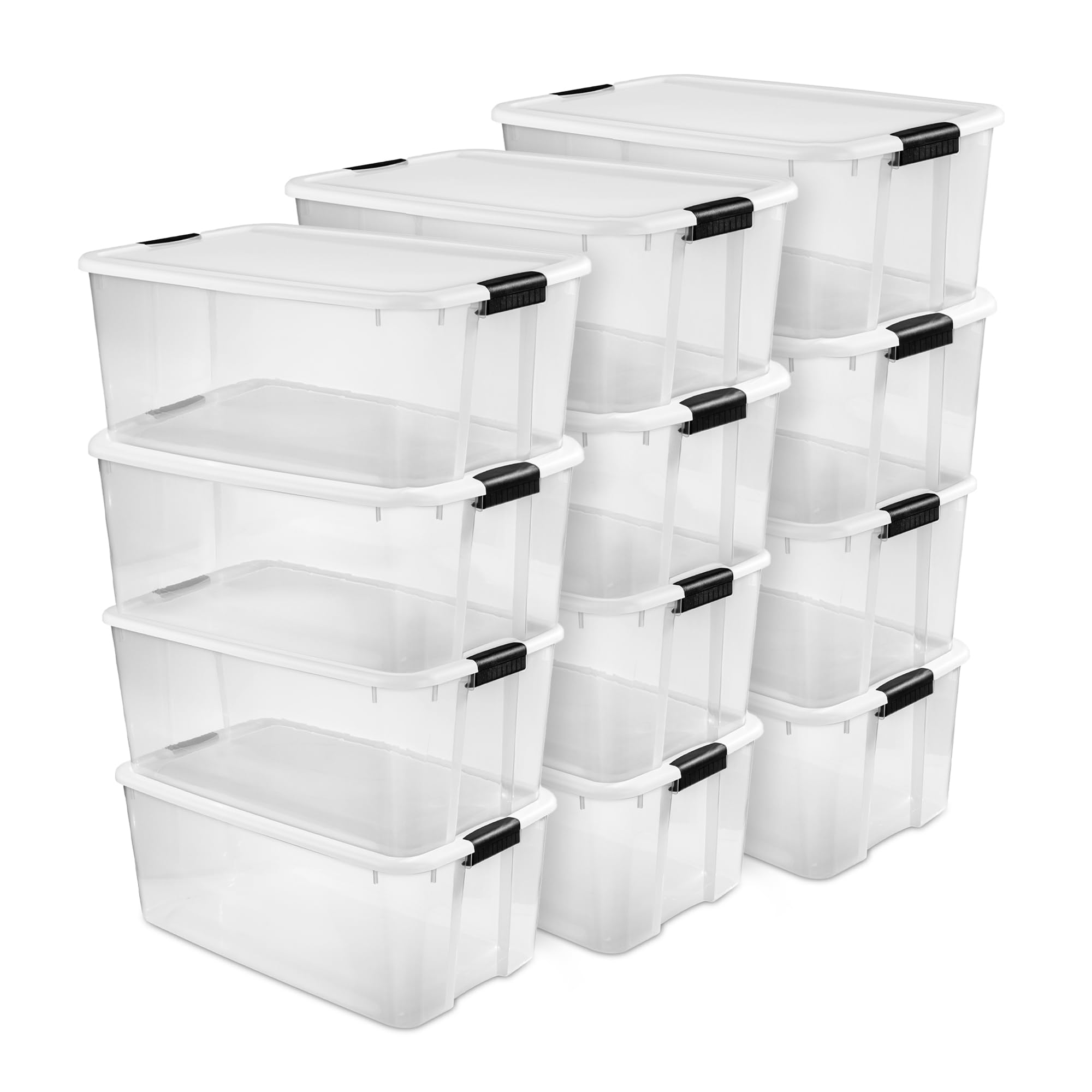 Sterilite 6-Pack Ultra Latching Box, Storage Bins with Lids, Clear Plastic, 18 Quart - Heavy-Duty Organizing Containers for Closet, Bathroom, and Office