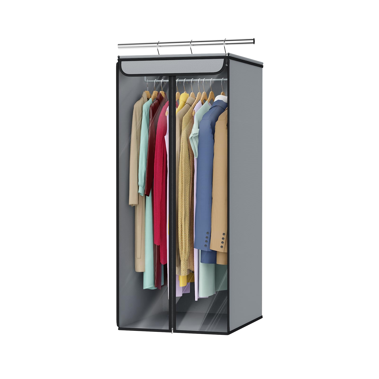 Univivi Garment Bags for Hanging Clothes, Large Clothes Storage Bags Closet Organizer with Clear Window, Premium Hanging Garment Storage Bag for Suits, Coats, Dresses, 54", 2-Pack
