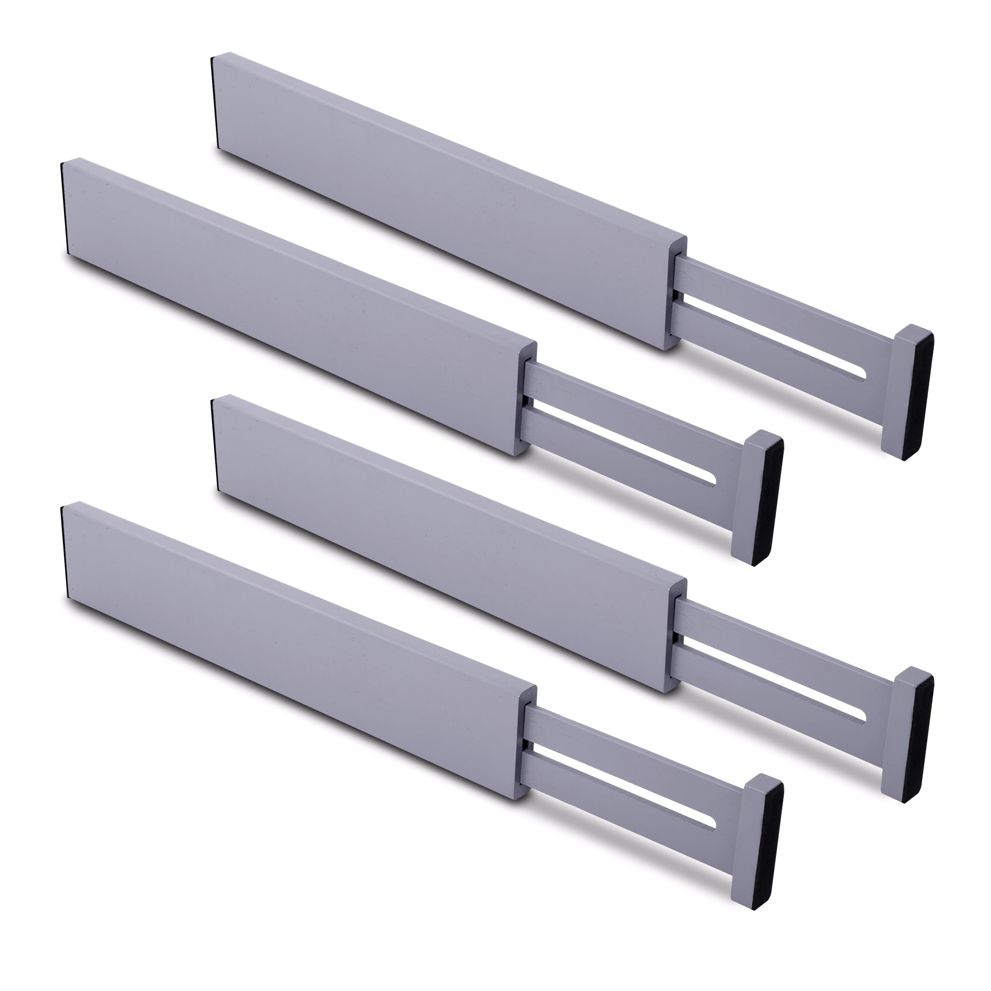 Utoplike 4 pcs Bamboo Kitchen Drawer Dividers Large, Adjustable Drawer Organizers, Spring Loaded, Works in Kitchen, Dresser, Bathroom, Bedroom, Drawer, Desk