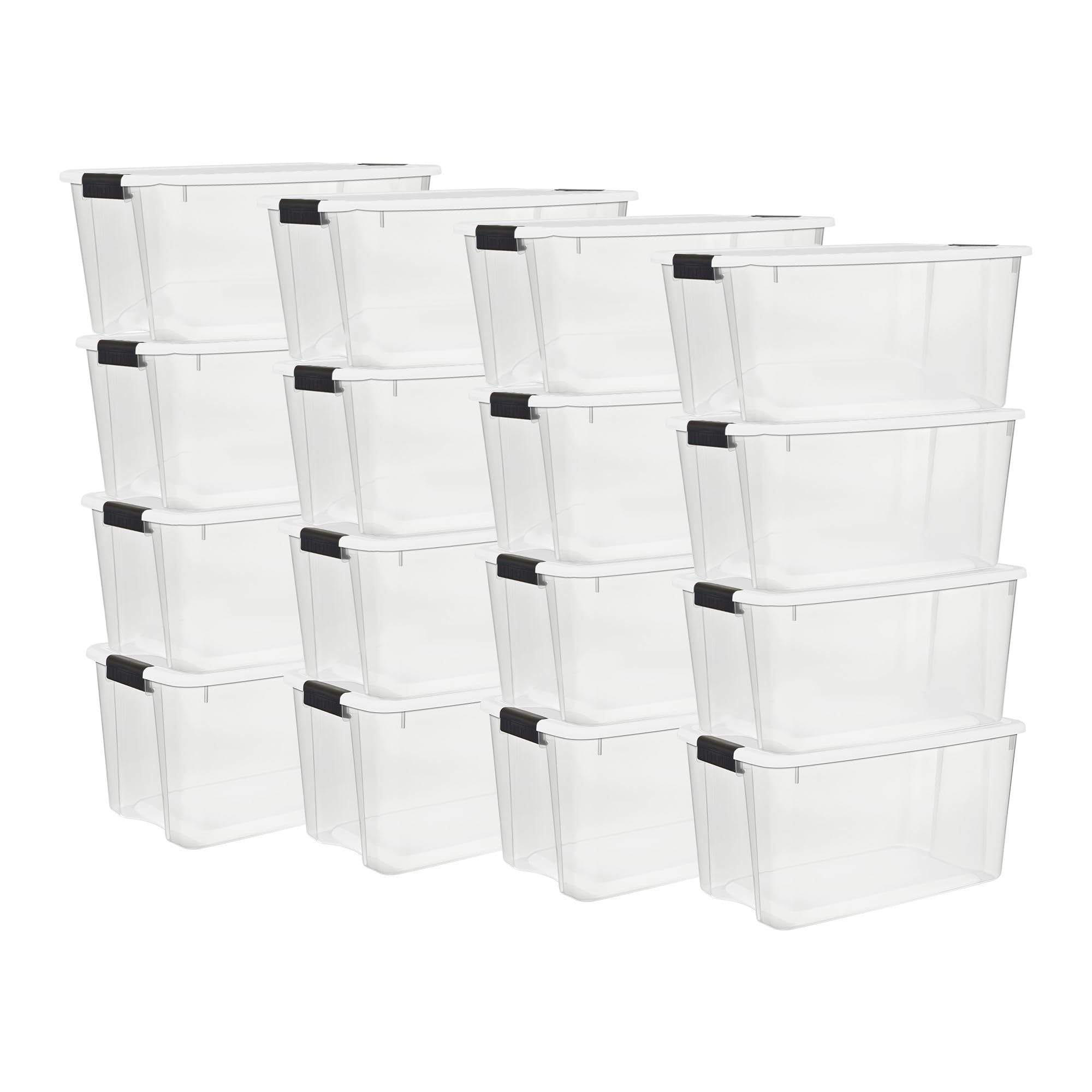 Sterilite 6-Pack Ultra Latching Box, Storage Bins with Lids, Clear Plastic, 18 Quart - Heavy-Duty Organizing Containers for Closet, Bathroom, and Office
