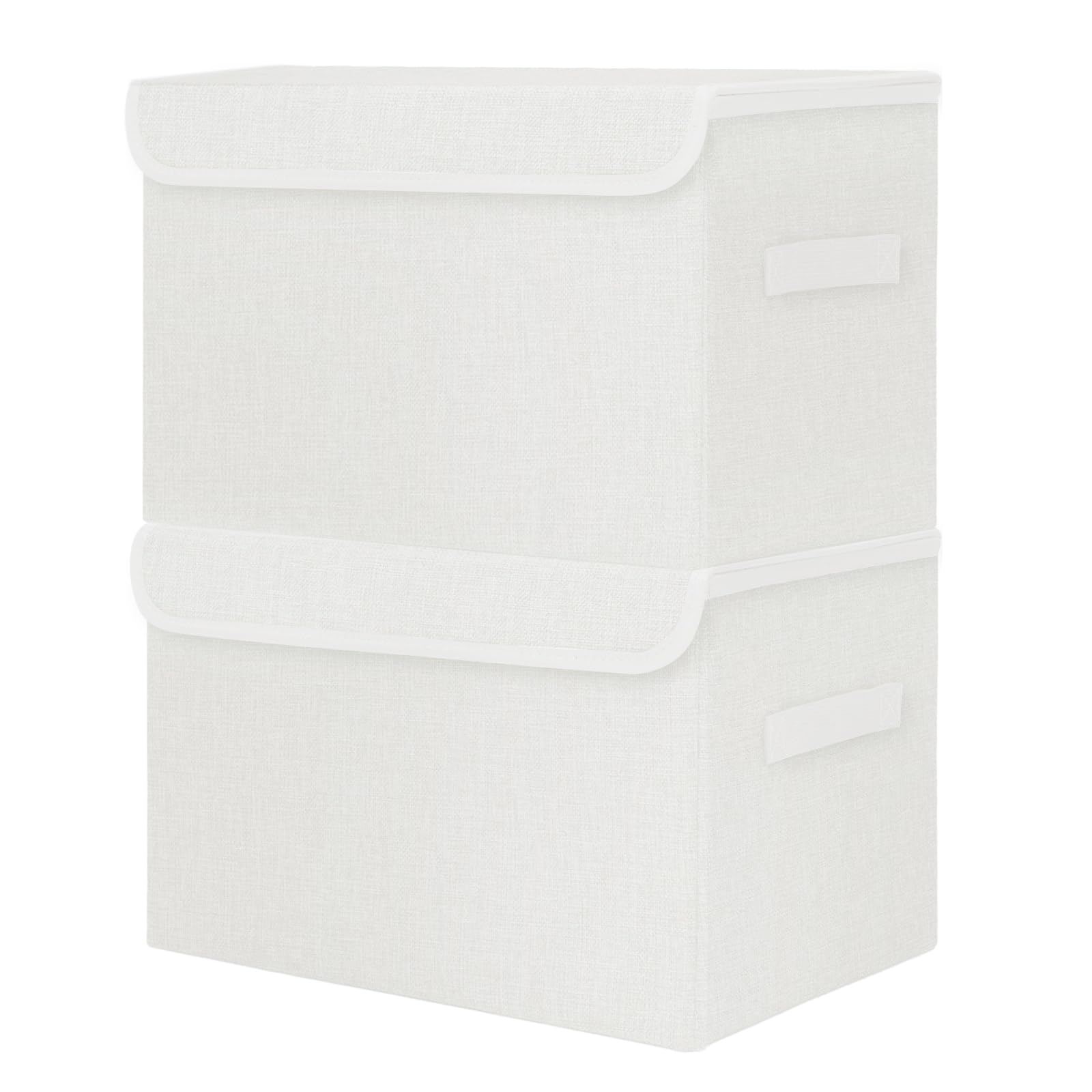 Bagnizer Large 17" 42 Quarts Collapsible Stackable Storage Bins with Lids [3-Pack] Foldable Fabric Linen Storage Boxes Cube, Closet Organizer Baskets with Label for Home (16.7 x 12 x 12, Gray)