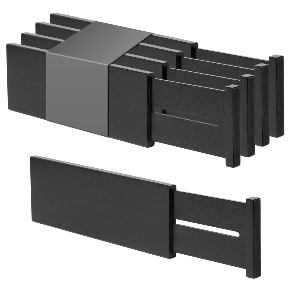 Utoplike 4 pcs Bamboo Kitchen Drawer Dividers Large, Adjustable Drawer Organizers, Spring Loaded, Works in Kitchen, Dresser, Bathroom, Bedroom, Drawer, Desk