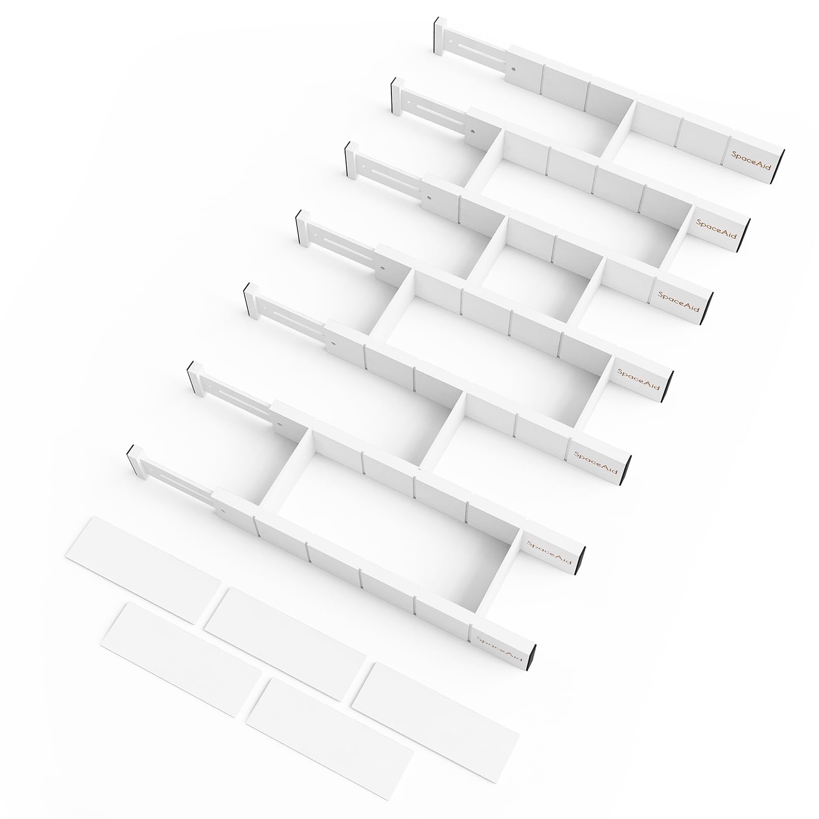 SpaceAid Bamboo Drawer Dividers with Inserts and Labels, Kitchen Adjustable Drawer Organizers, Expandable Organization for Home, Office, Dressers, 4 Dividers with 9 Inserts (17"-22" Black)