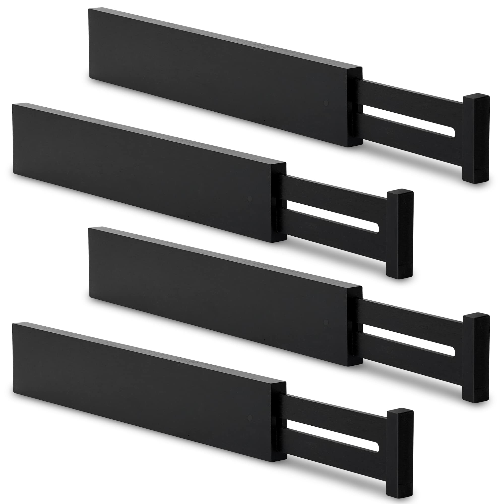 Utoplike 4 pcs Bamboo Kitchen Drawer Dividers Large, Adjustable Drawer Organizers, Spring Loaded, Works in Kitchen, Dresser, Bathroom, Bedroom, Drawer, Desk
