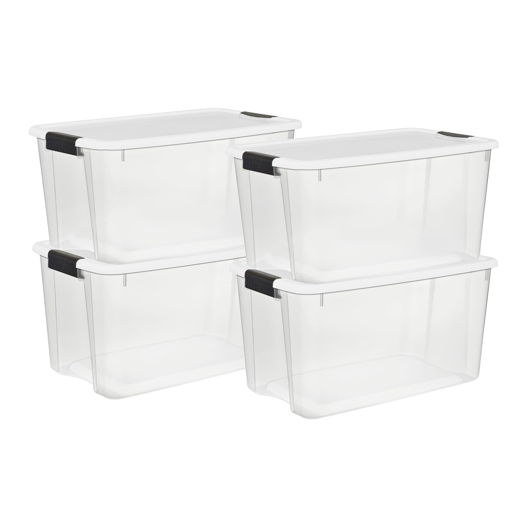 Sterilite 6-Pack Ultra Latching Box, Storage Bins with Lids, Clear Plastic, 18 Quart - Heavy-Duty Organizing Containers for Closet, Bathroom, and Office