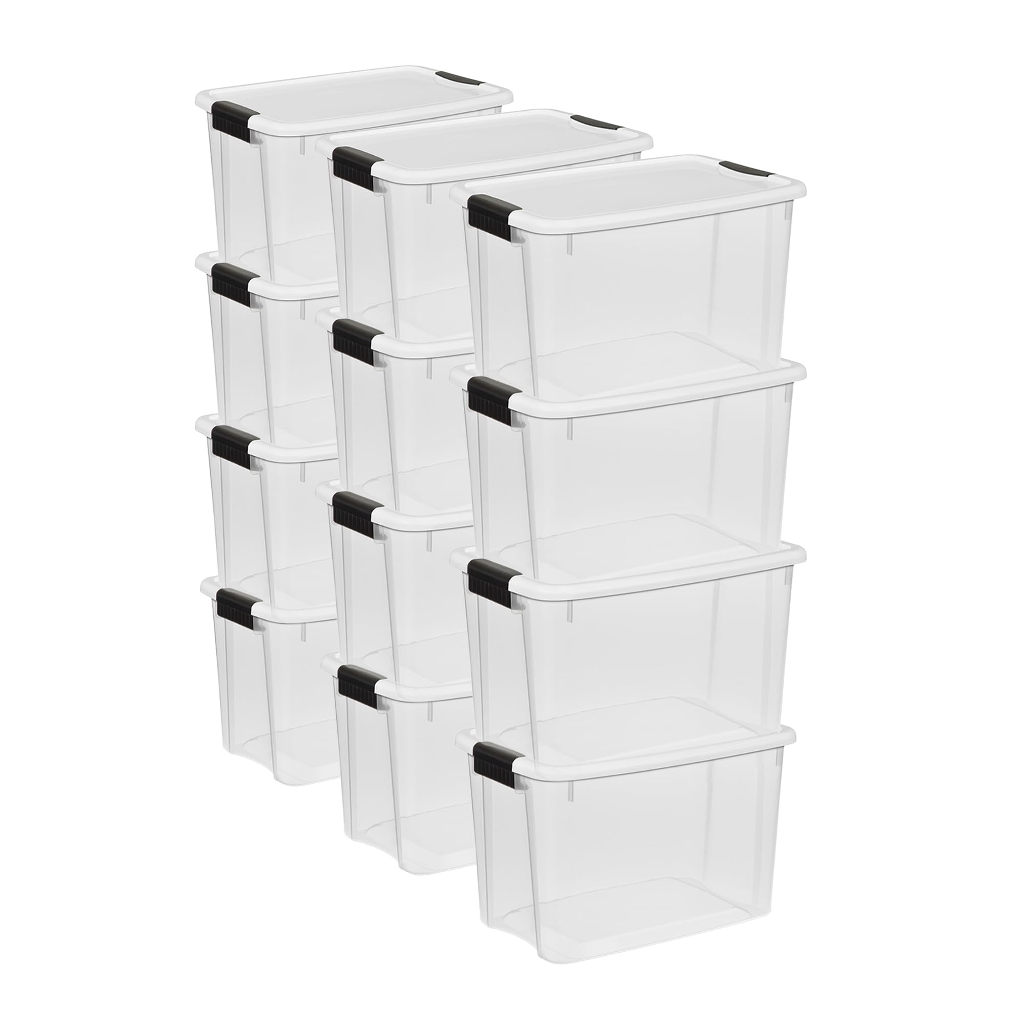 Sterilite 6-Pack Ultra Latching Box, Storage Bins with Lids, Clear Plastic, 18 Quart - Heavy-Duty Organizing Containers for Closet, Bathroom, and Office
