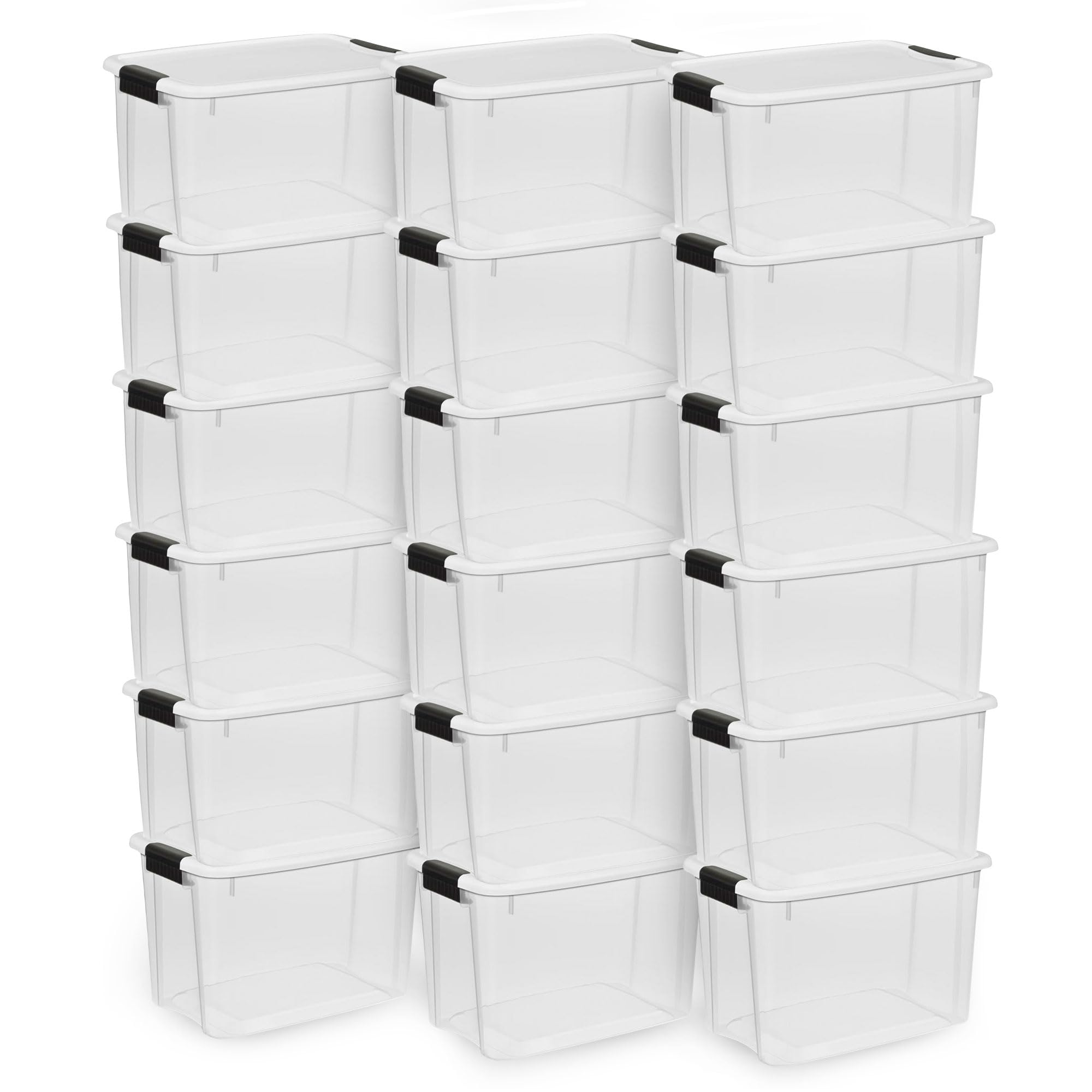 Sterilite 4 Pack Ultra Latching Box, Storage Bins with Lids, Clear Plastic, 70 Quart - Heavy-Duty Organizing Containers for Closet, Bathroom, and Office