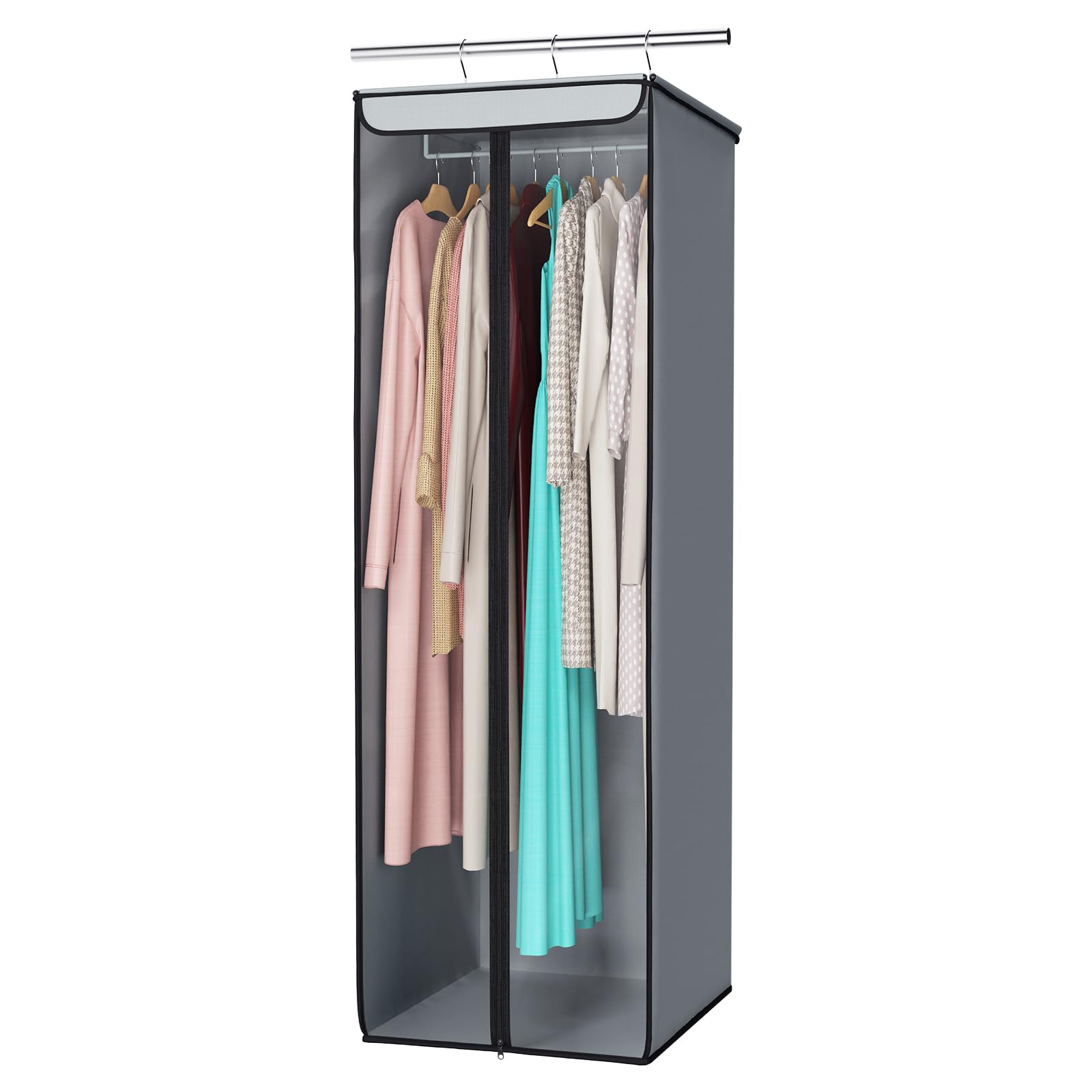 Univivi Garment Bags for Hanging Clothes, Large Clothes Storage Bags Closet Organizer with Clear Window, Premium Hanging Garment Storage Bag for Suits, Coats, Dresses, 54", 2-Pack