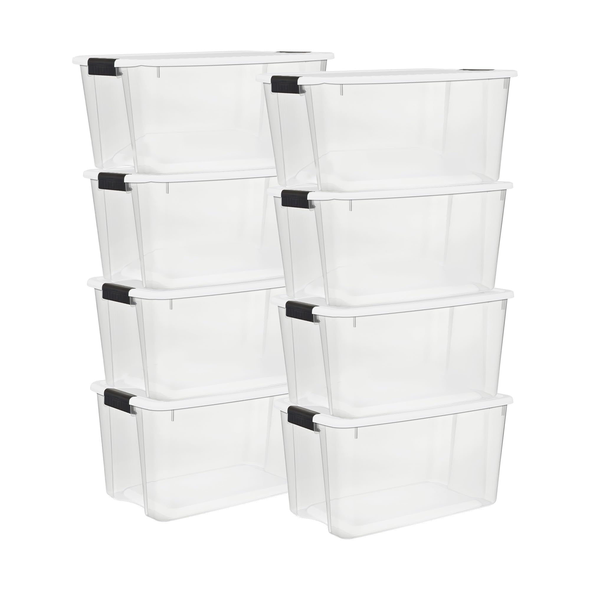 Sterilite 6-Pack Ultra Latching Box, Storage Bins with Lids, Clear Plastic, 18 Quart - Heavy-Duty Organizing Containers for Closet, Bathroom, and Office
