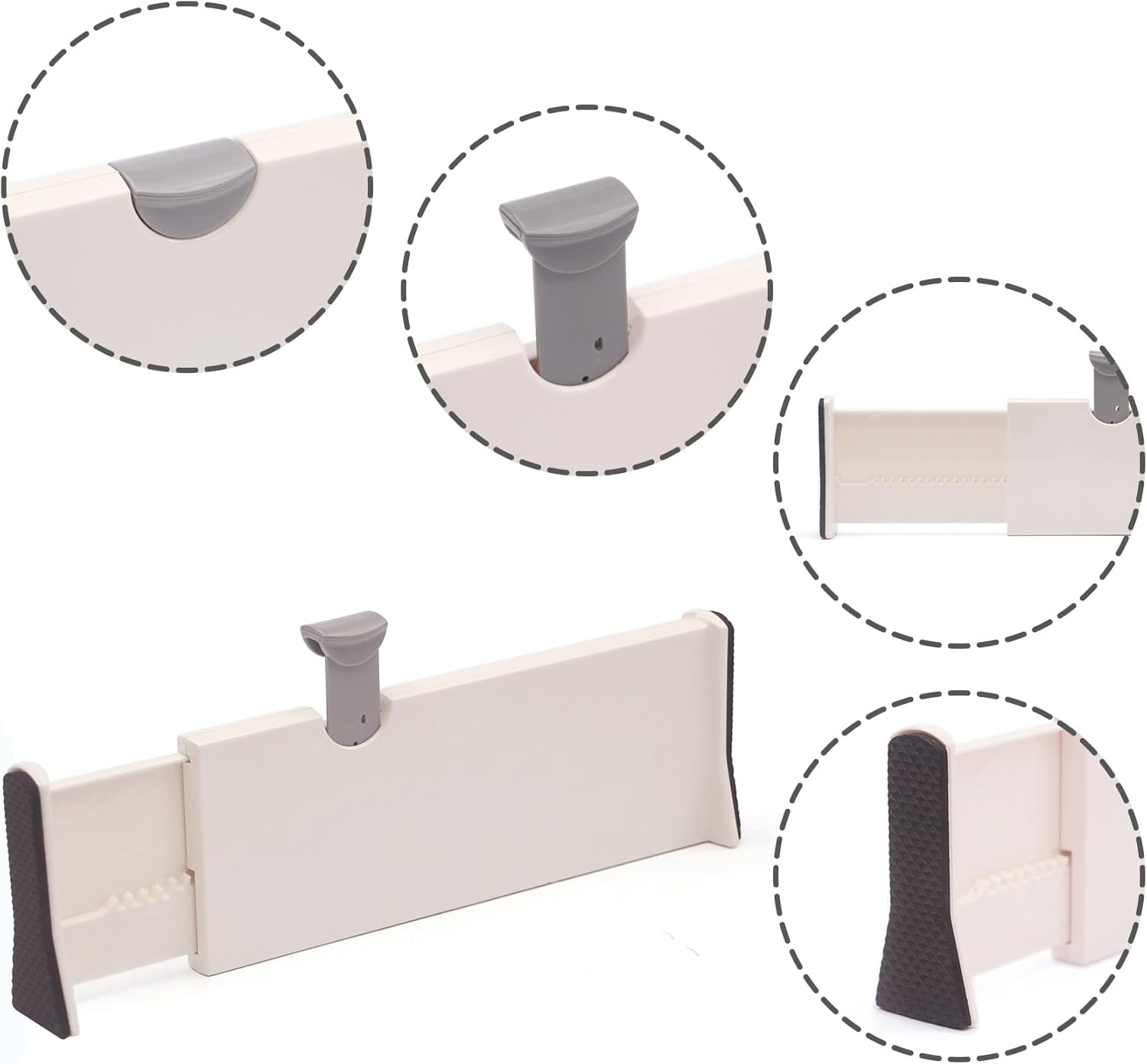 DIOMMELL 12 Pack Adjustable Dresser Drawer Dividers Organizers, Plastic Expandable Drawer Organization Separators for Kitchen, Bedroom, Closet, Bathroom and Office Drawers White 12PCS-Large