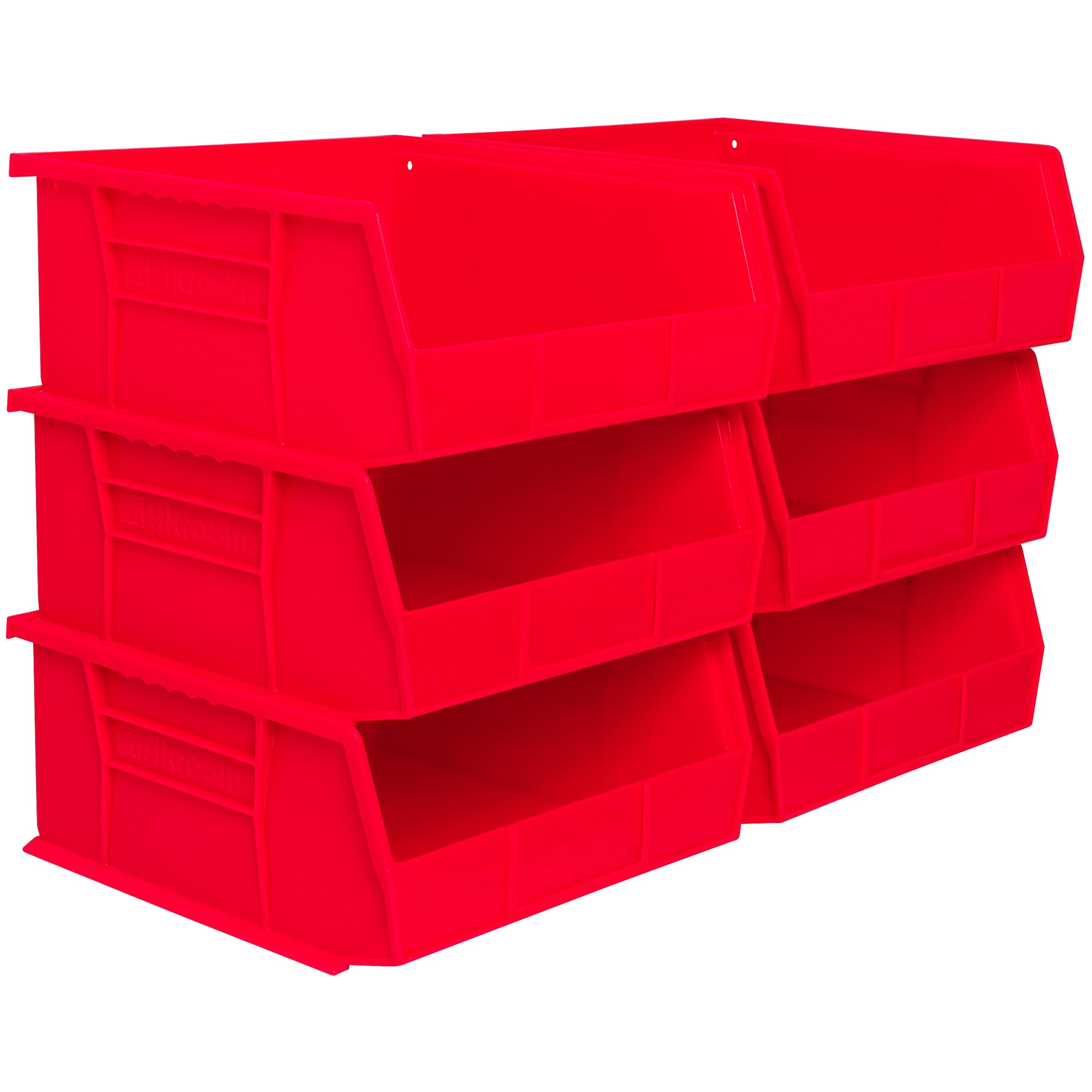 Akro-Mils 30235 AkroBins Plastic Storage Bins, Space-Saving Stackable Bins for Garage, Pantry, Craft Organization, 11" x 11" x 5", Black, 6-Pack