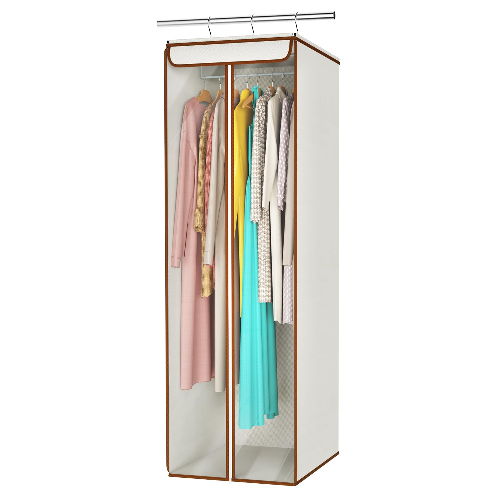 Univivi Garment Bags for Hanging Clothes, Large Clothes Storage Bags Closet Organizer with Clear Window, Premium Hanging Garment Storage Bag for Suits, Coats, Dresses, 54", 2-Pack