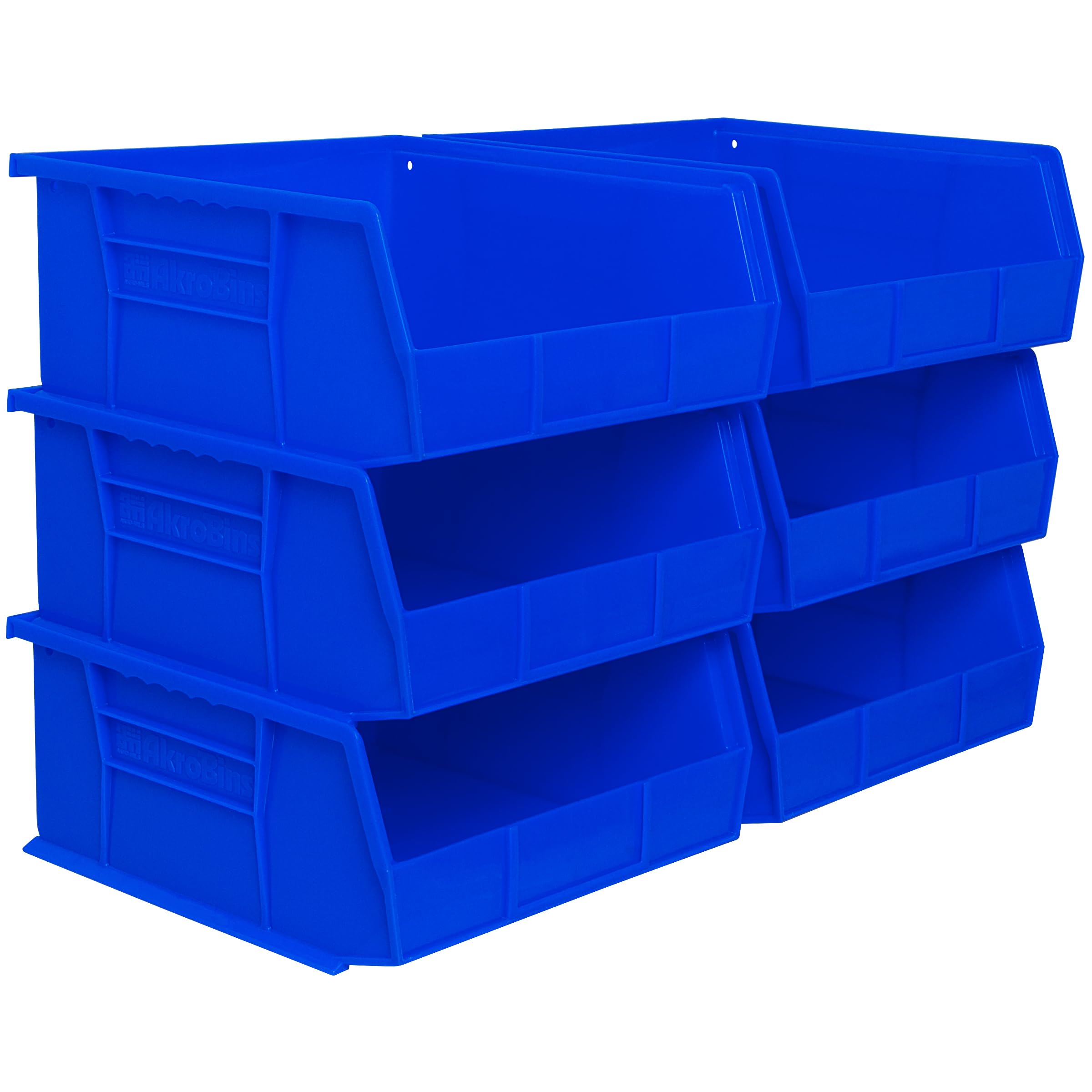 Akro-Mils 30235 AkroBins Plastic Storage Bins, Space-Saving Stackable Bins for Garage, Pantry, Craft Organization, 11" x 11" x 5", Black, 6-Pack