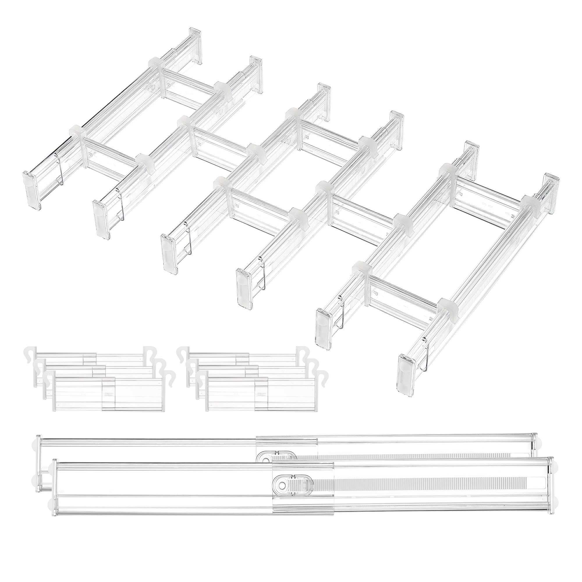 Vtopmart 4 Pack 6" Tall Upgrade Drawer Dividers for Big and Deep Drawer, 12.8"-22.3" Adjustable Expandable Dresser Drawer Organizer, Clear Plastic Separators for Dresser, Baby Supplies, Kitchenware