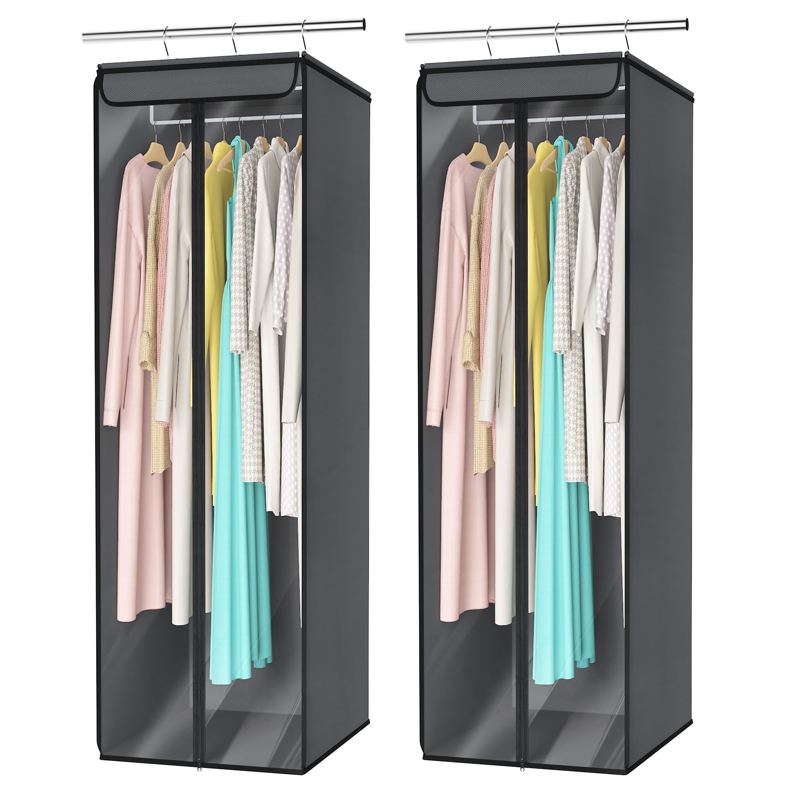Univivi Garment Bags for Hanging Clothes, Large Clothes Storage Bags Closet Organizer with Clear Window, Premium Hanging Garment Storage Bag for Suits, Coats, Dresses, 54", 2-Pack