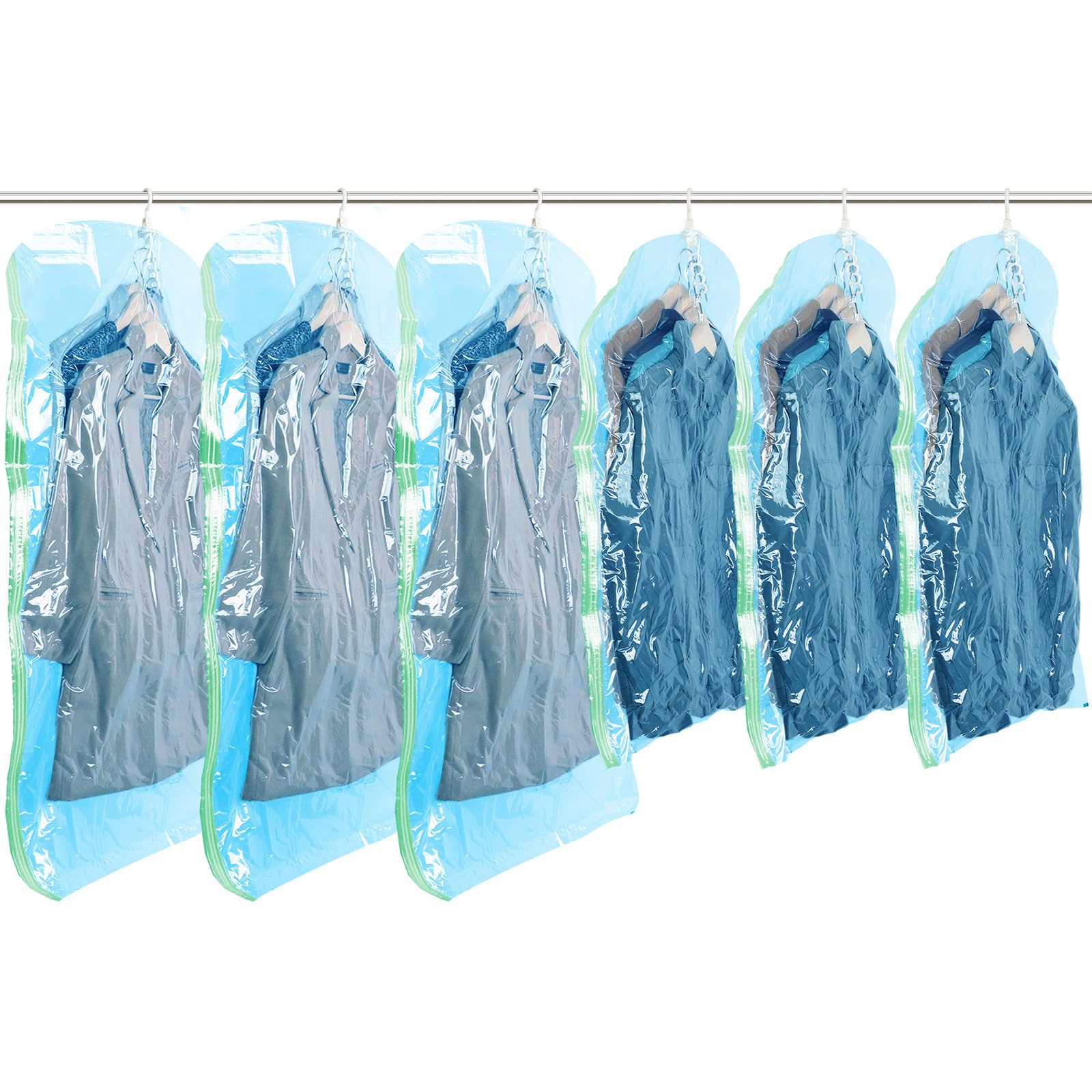 TAILI Hanging Vacuum Storage Sealer Bags Space Saver Bag for Clothing, Suits and Jackets, Closet Organizers, Travel, Set of 4 (2 Long, 2 Short), Clear