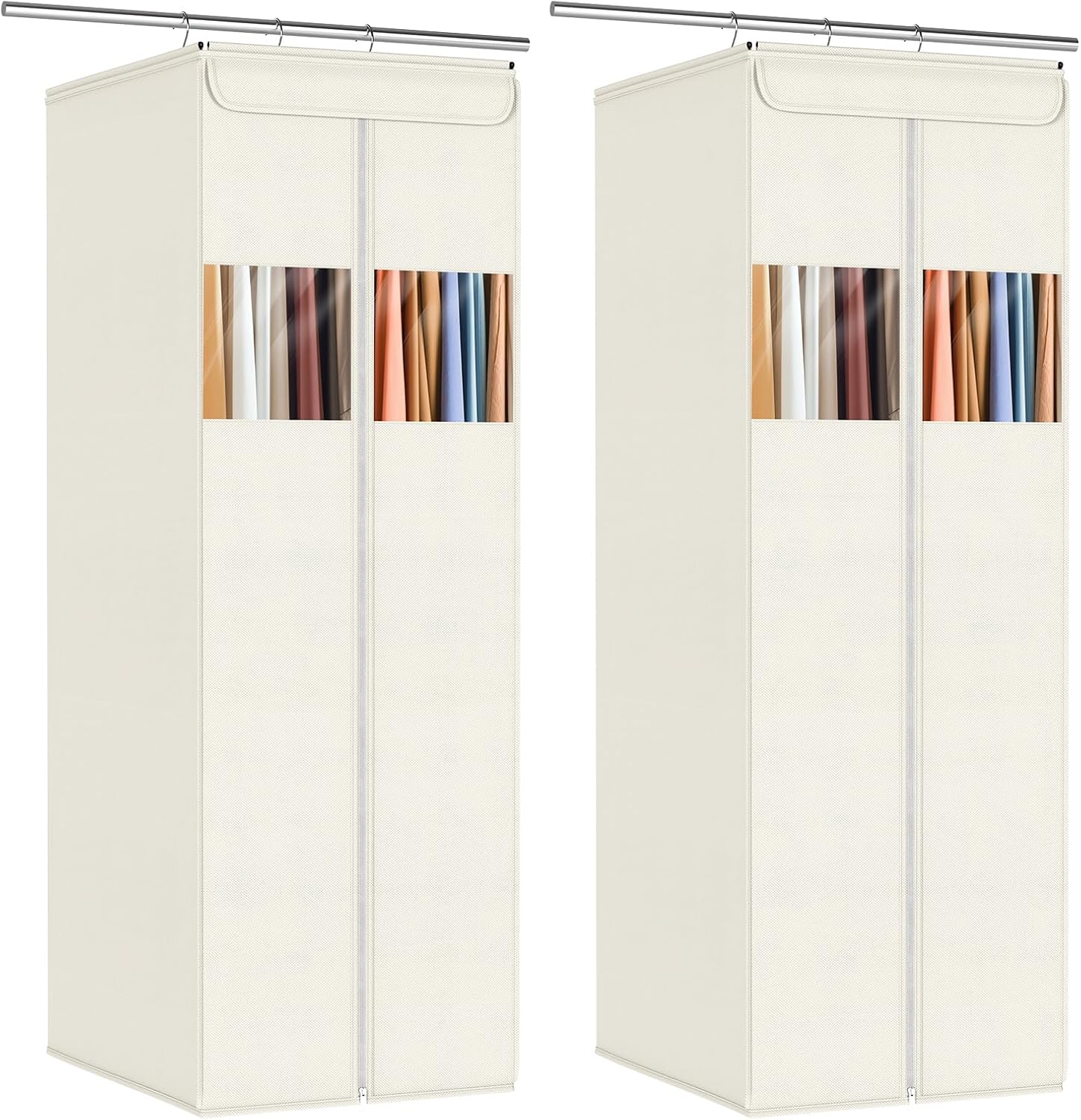 Zilink Clear Garment Bags for Hanging Clothes 54" Large Hanging Garment Bag for Closet Storage with Clear Window Space Saving Garment Storage Bags for Suits, Coats, Dresses, 2-Pack