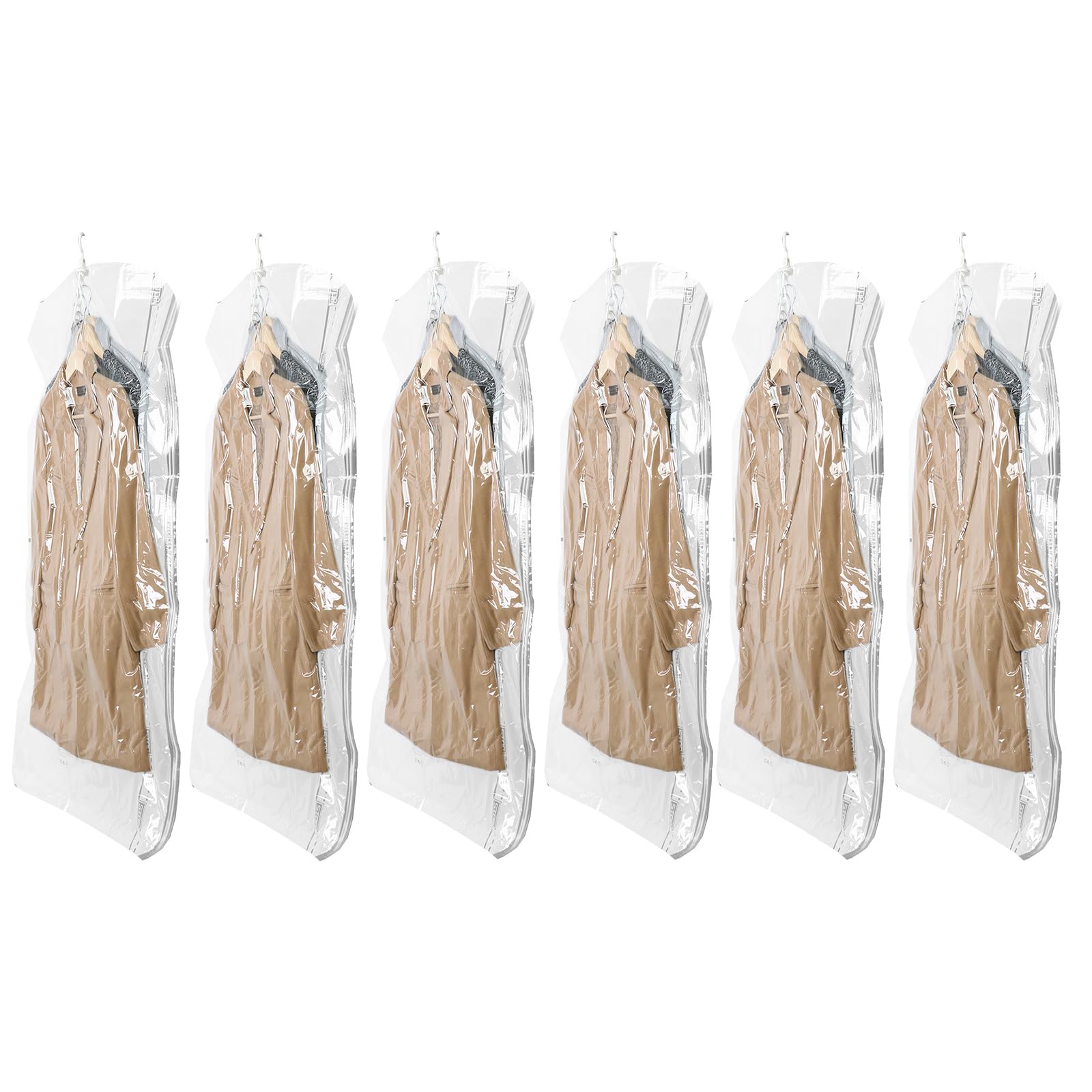 TAILI Hanging Vacuum Sealer Storage Space Saver Bags for Clothes, Suits, Coats or Jackets, 4 Pack Jumbo 53x27.6 Inches, Clear