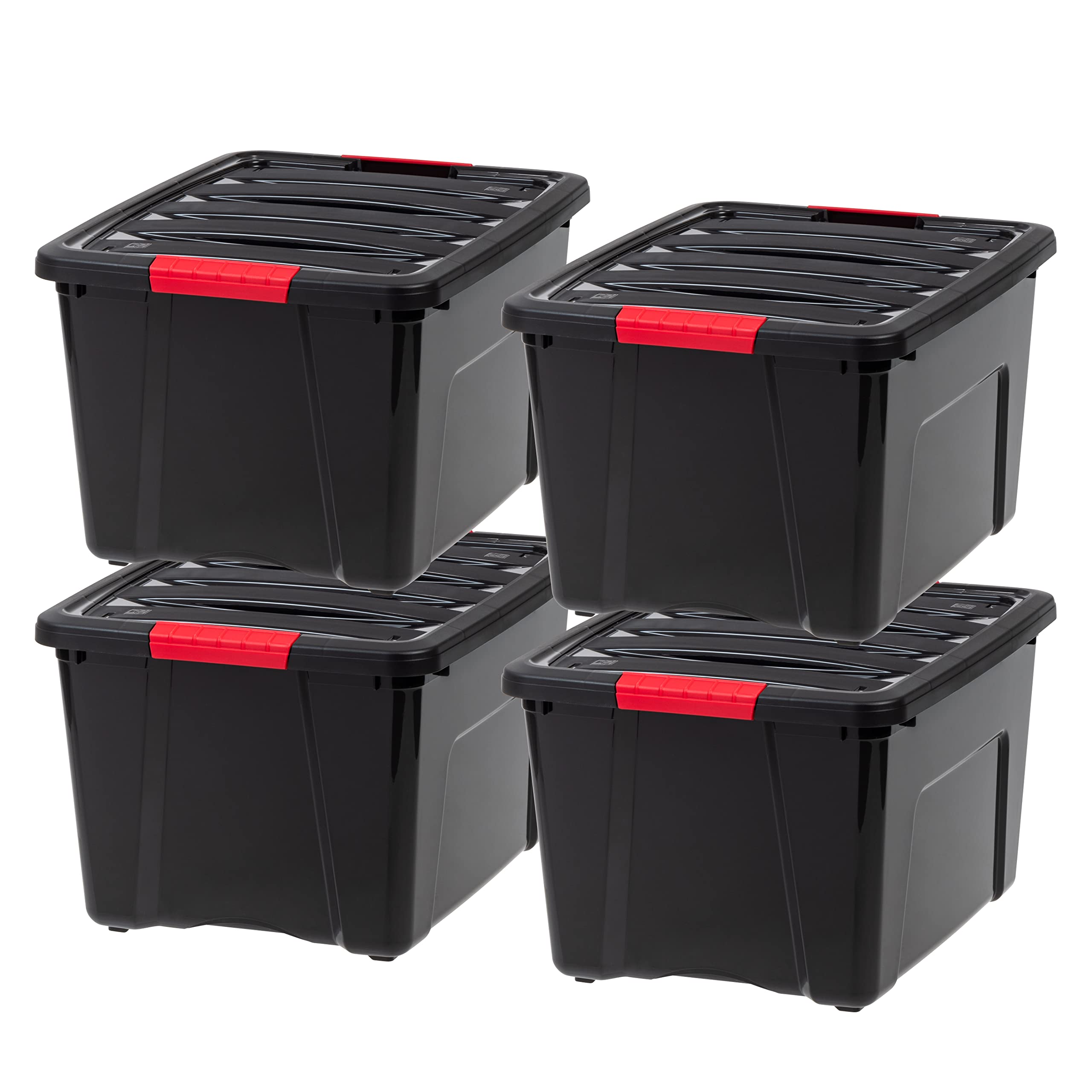IRIS USA 54 Qt Stackable Plastic Storage Bins with Lids, 6 Pack - BPA-Free, Made in USA - See-Through Organizing Solution, Latches, Durable Nestable Containers, Secure Pull Handle - Clear