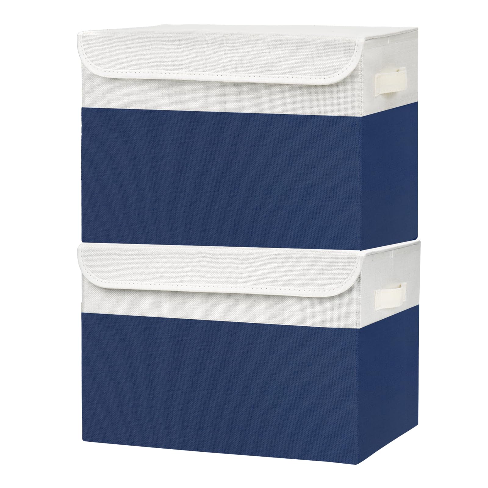 Bagnizer Large 17" 42 Quarts Collapsible Stackable Storage Bins with Lids [3-Pack] Foldable Fabric Linen Storage Boxes Cube, Closet Organizer Baskets with Label for Home (16.7 x 12 x 12, Gray)