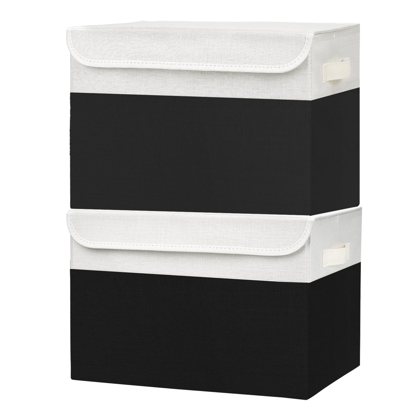 Bagnizer Large 17" 42 Quarts Collapsible Stackable Storage Bins with Lids [3-Pack] Foldable Fabric Linen Storage Boxes Cube, Closet Organizer Baskets with Label for Home (16.7 x 12 x 12, Gray)