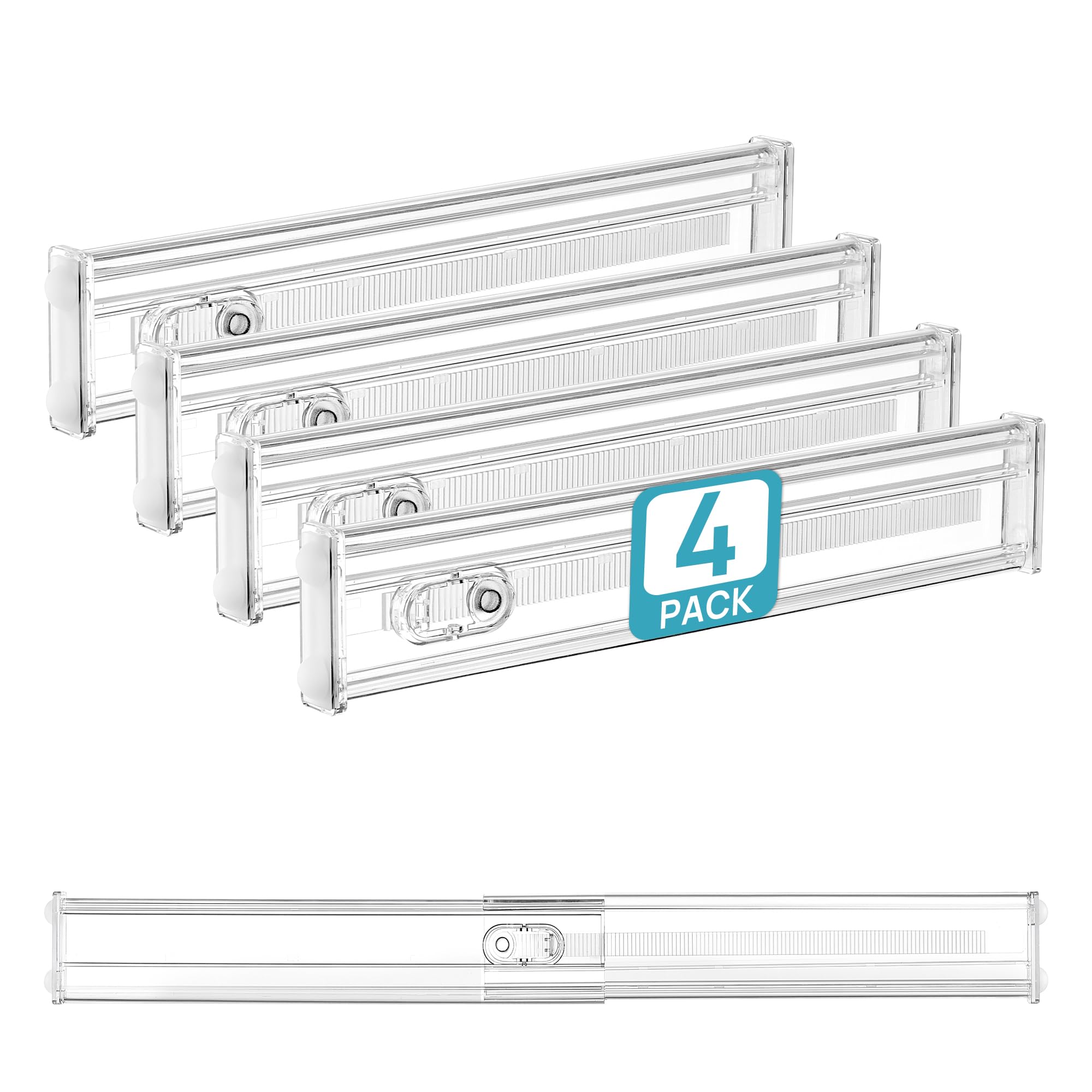 Vtopmart 4 Pack 6" Tall Upgrade Drawer Dividers for Big and Deep Drawer, 12.8"-22.3" Adjustable Expandable Dresser Drawer Organizer, Clear Plastic Separators for Dresser, Baby Supplies, Kitchenware