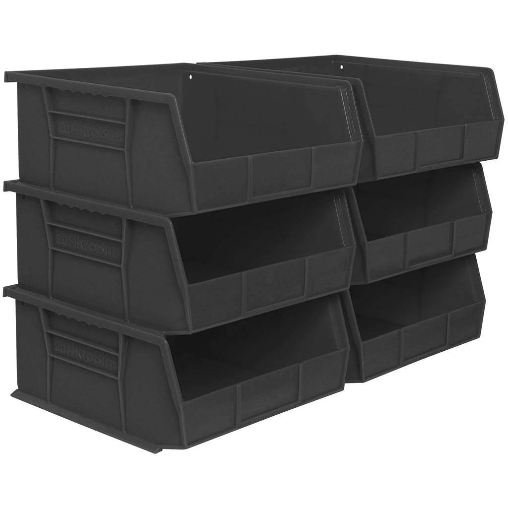 Akro-Mils 30235 AkroBins Plastic Storage Bins, Space-Saving Stackable Bins for Garage, Pantry, Craft Organization, 11" x 11" x 5", Red, 6-Pack