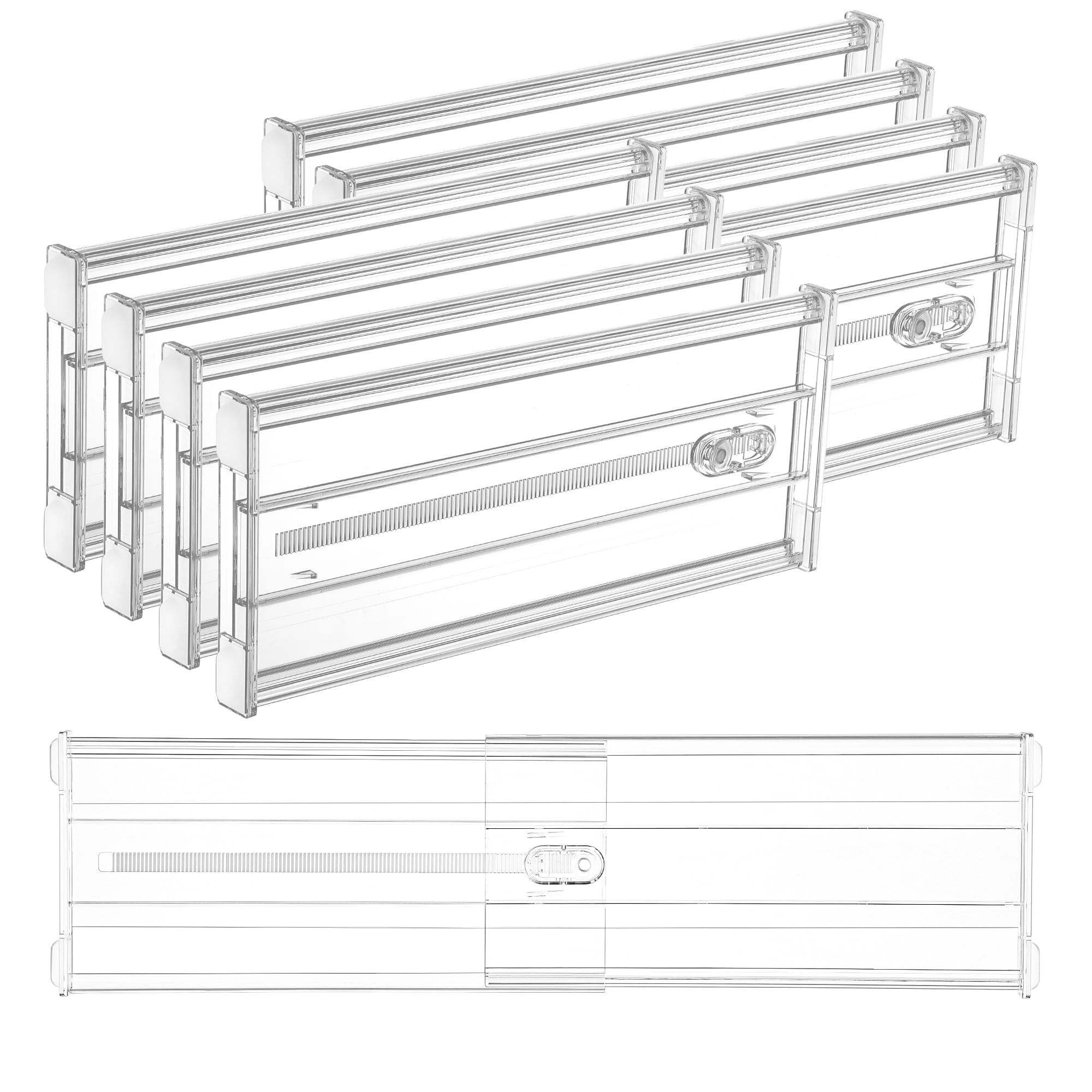Vtopmart 8 Pack 6" Tall Upgrade Drawer Dividers for Big and Deep Drawer, 12.8"-22.3" Adjustable Expandable Dresser Drawer Organizer, Clear Plastic Separators for Dresser, Baby Supplies, Kitchenware