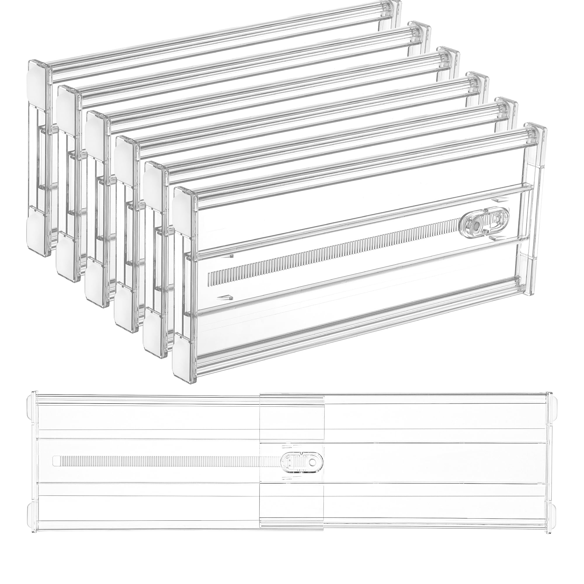Vtopmart 8 Pack 6" Tall Upgrade Drawer Dividers for Big and Deep Drawer, 12.8"-22.3" Adjustable Expandable Dresser Drawer Organizer, Clear Plastic Separators for Dresser, Baby Supplies, Kitchenware
