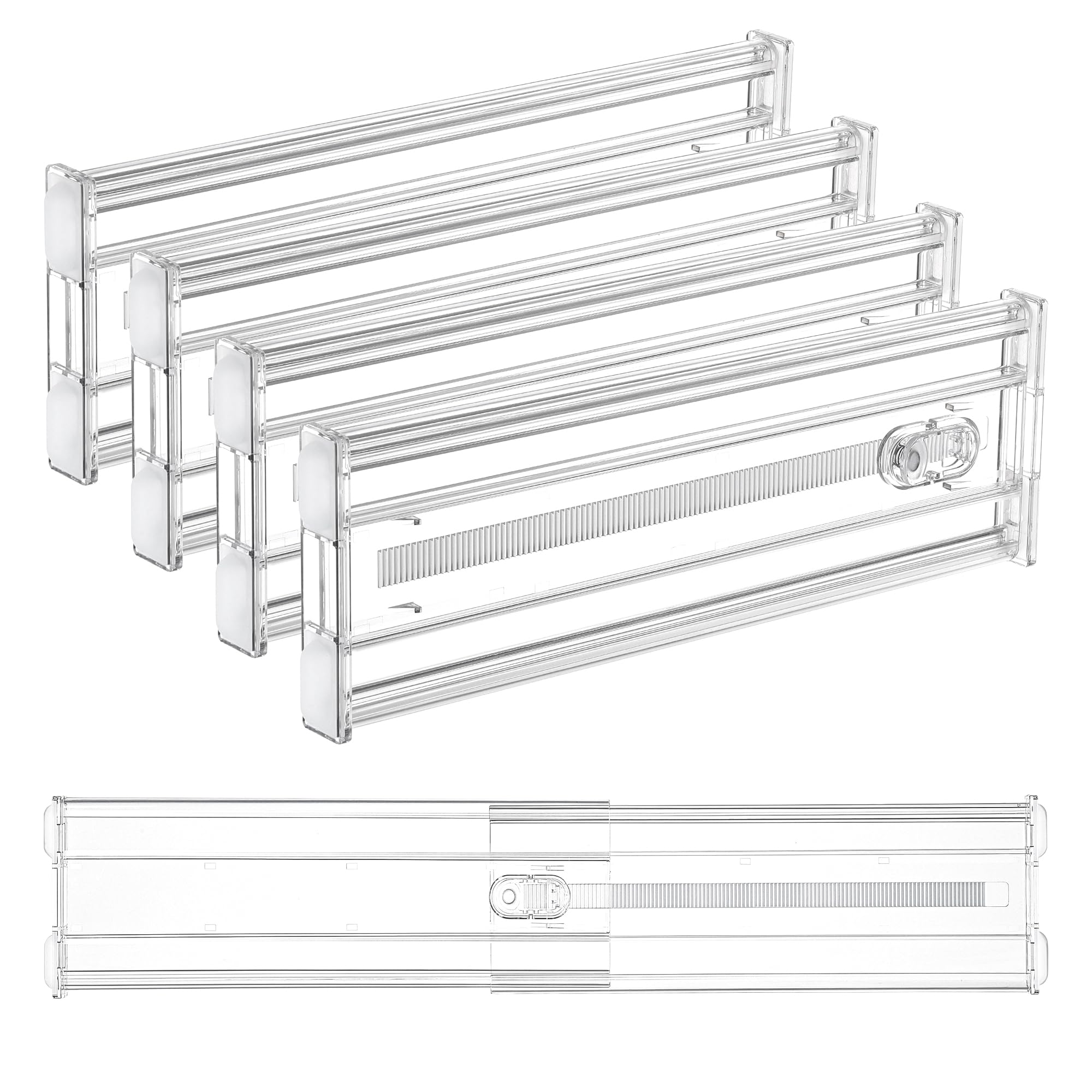Vtopmart 8 Pack 6" Tall Upgrade Drawer Dividers for Big and Deep Drawer, 12.8"-22.3" Adjustable Expandable Dresser Drawer Organizer, Clear Plastic Separators for Dresser, Baby Supplies, Kitchenware