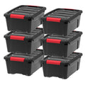 IRIS USA 54 Qt Stackable Plastic Storage Bins with Lids, 6 Pack - BPA-Free, Made in USA - See-Through Organizing Solution, Latches, Durable Nestable Containers, Secure Pull Handle - Clear