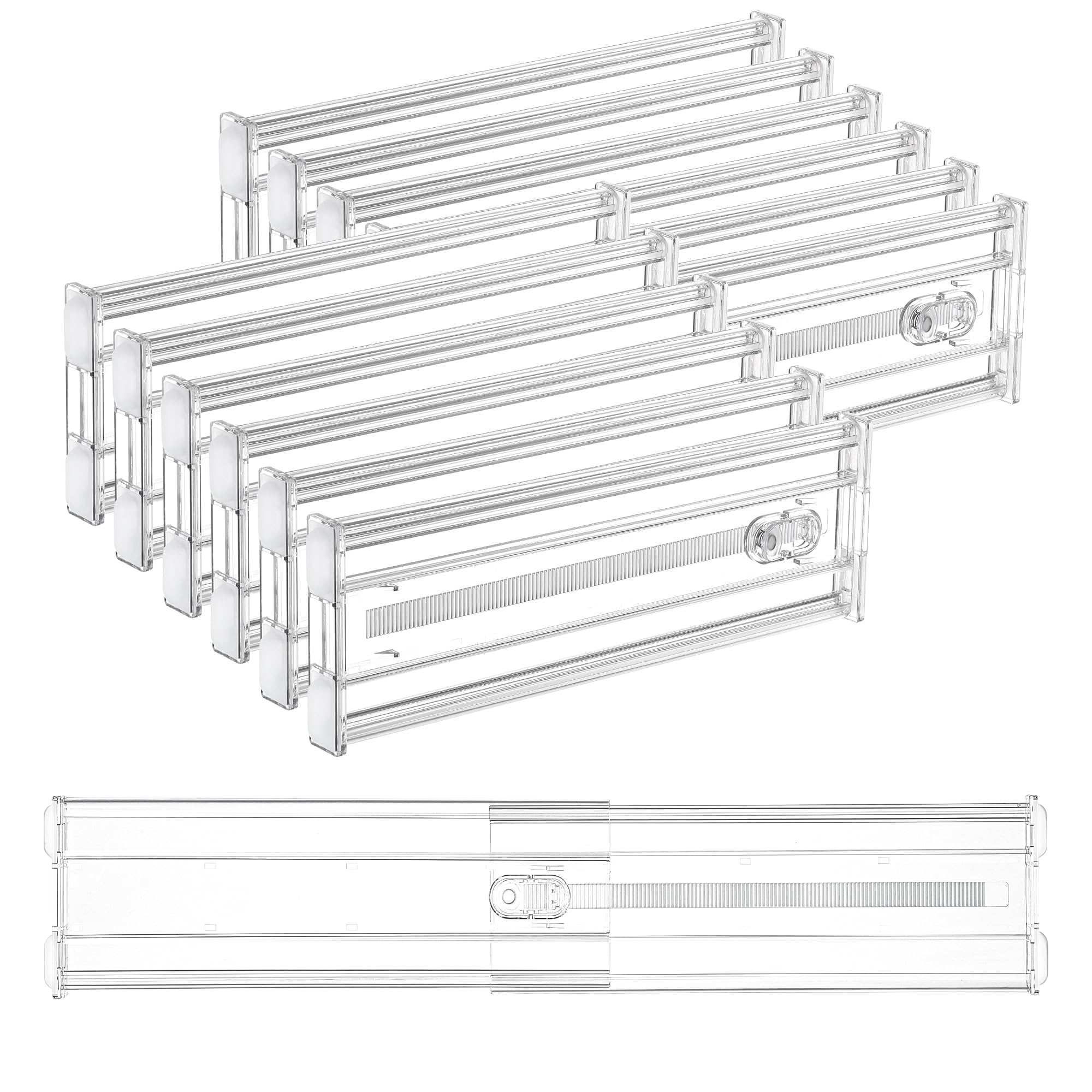Vtopmart 8 Pack 6" Tall Upgrade Drawer Dividers for Big and Deep Drawer, 12.8"-22.3" Adjustable Expandable Dresser Drawer Organizer, Clear Plastic Separators for Dresser, Baby Supplies, Kitchenware