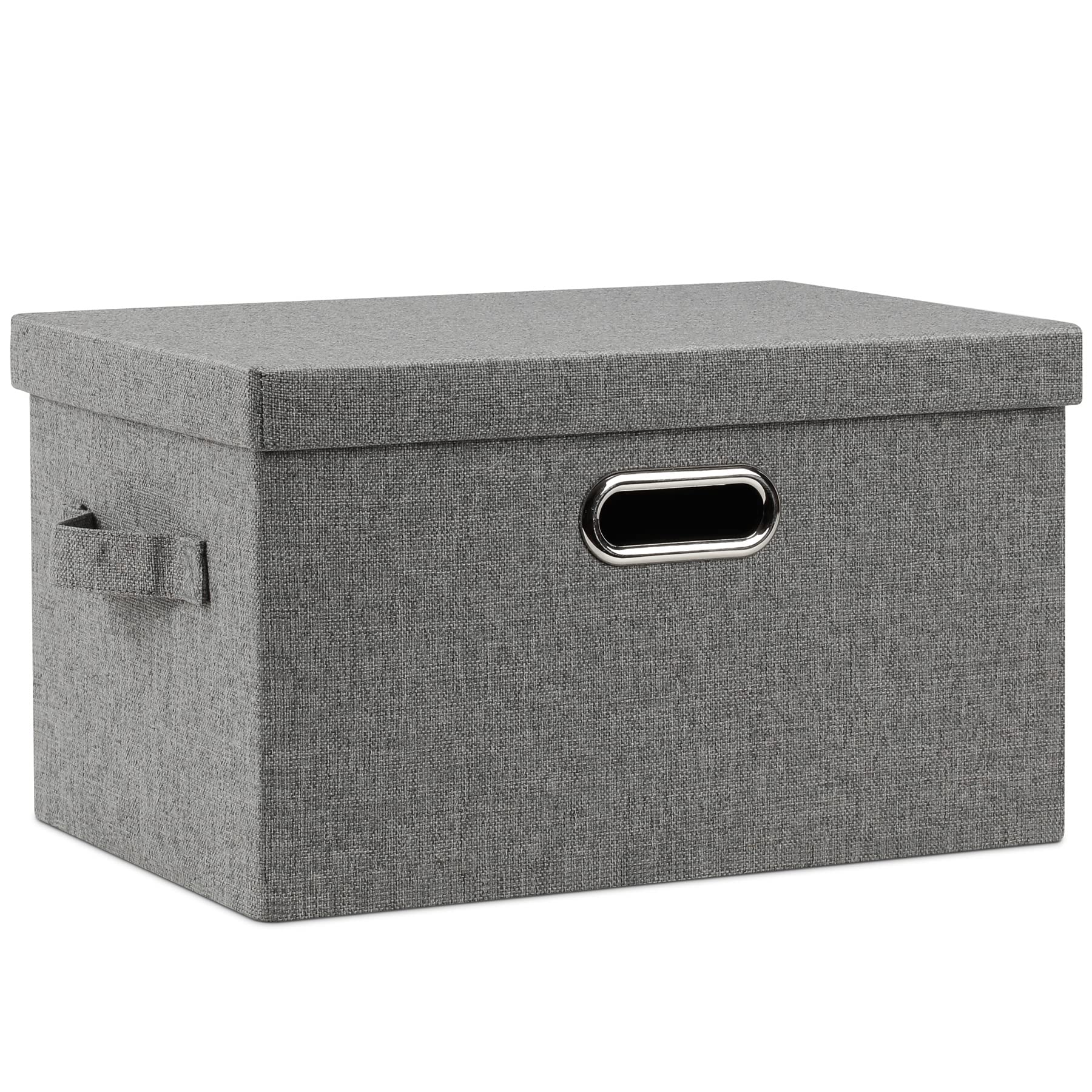 Graciadeco Large Quart Collapsible Stackable Storage Bins with Lids, 3 Packs Beige Linen Fabric Closet Boxes with Lids, Storage Cube Baskets Container Organizers for Bedroom Office(16.6 x 11.7 x 10.8)