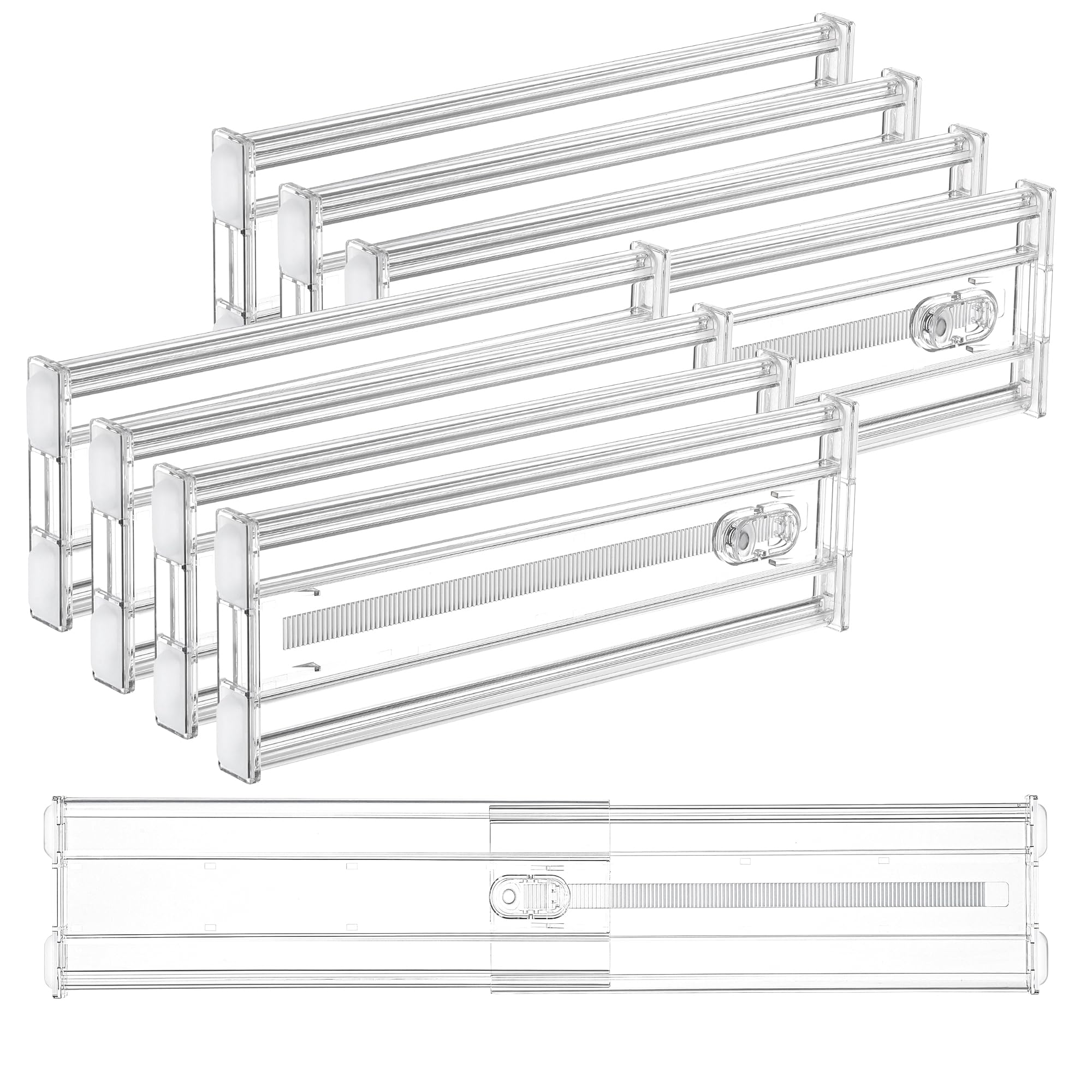 Vtopmart 8 Pack 6" Tall Upgrade Drawer Dividers for Big and Deep Drawer, 12.8"-22.3" Adjustable Expandable Dresser Drawer Organizer, Clear Plastic Separators for Dresser, Baby Supplies, Kitchenware