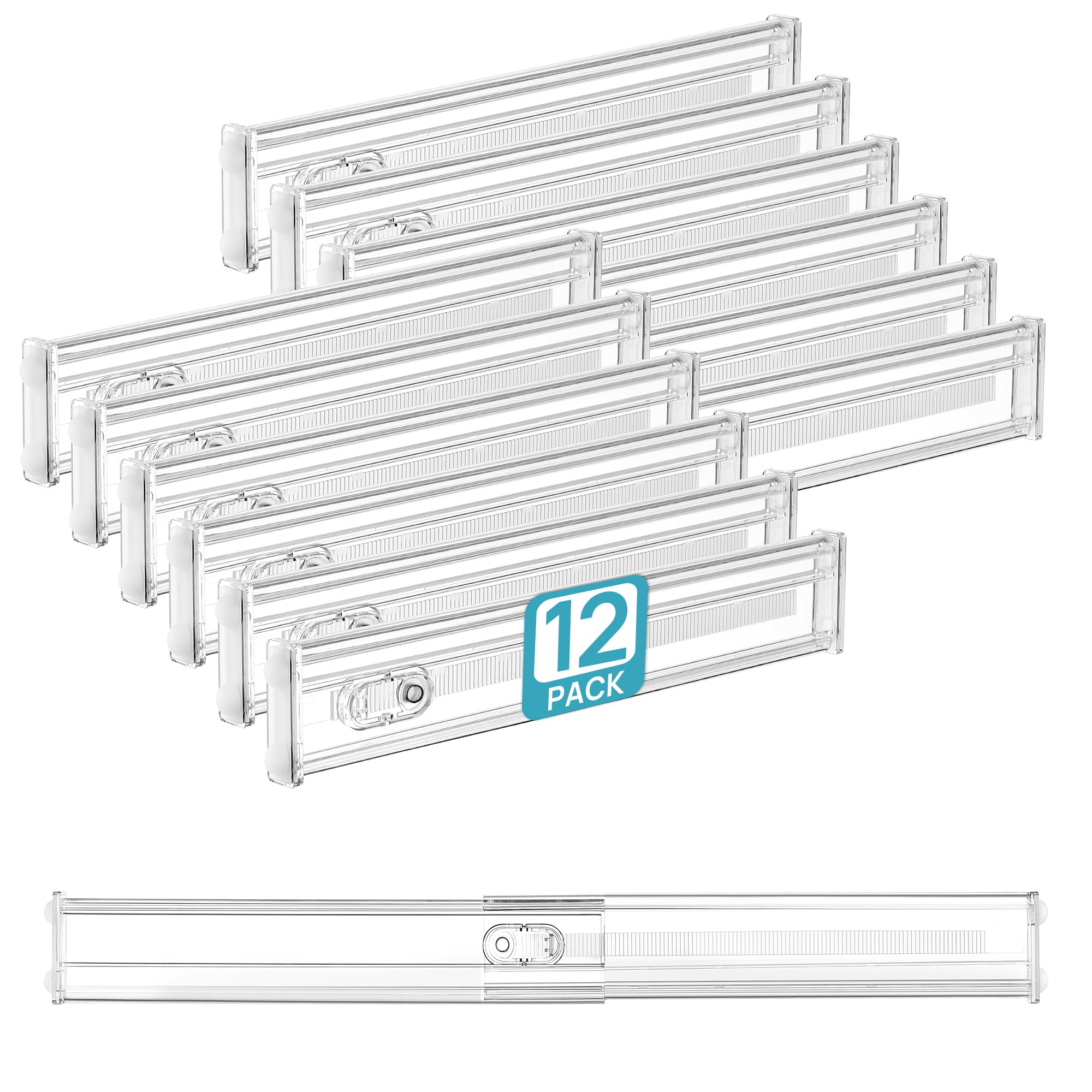 Vtopmart 4 Pack 6" Tall Upgrade Drawer Dividers for Big and Deep Drawer, 12.8"-22.3" Adjustable Expandable Dresser Drawer Organizer, Clear Plastic Separators for Dresser, Baby Supplies, Kitchenware