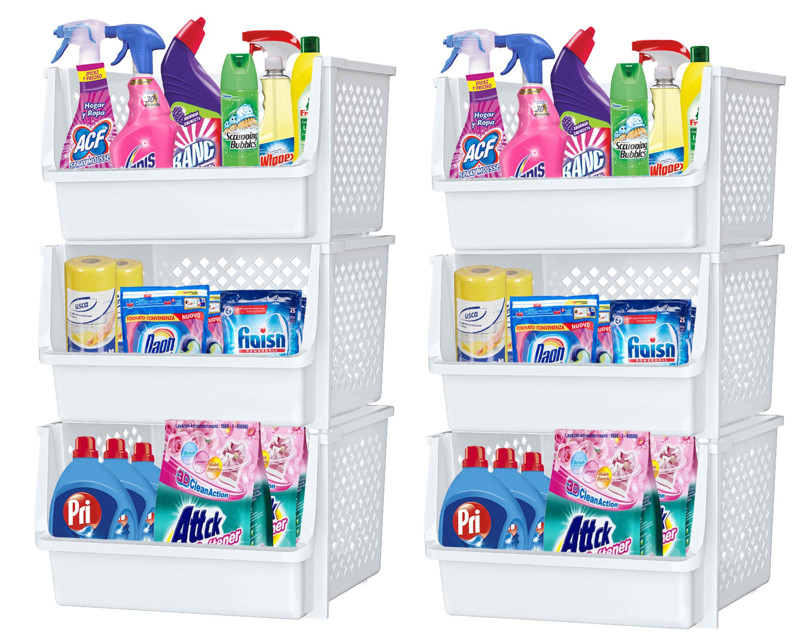 TidyFriend 4 Pack Stackable Storage Bins Open Front for Pantry Organizers and Storage, Pantry Storage for Food, Kitchen and Home Organization, Plastic Storage Bins, Dorm Room Essentials (Black)