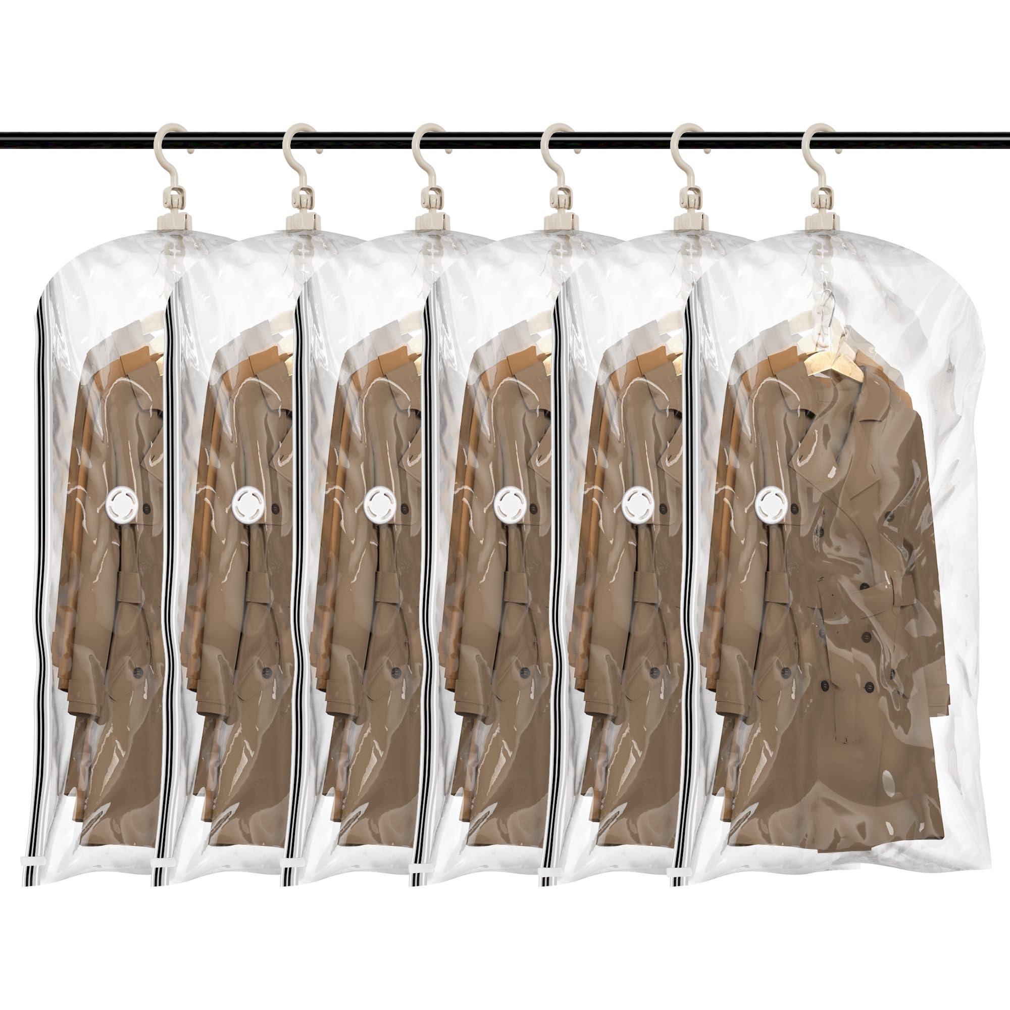 TAILI Hanging Vacuum Sealer Storage Space Saver Bags for Clothes, Suits, Coats or Jackets, 4 Pack Jumbo 53x27.6 Inches, Clear